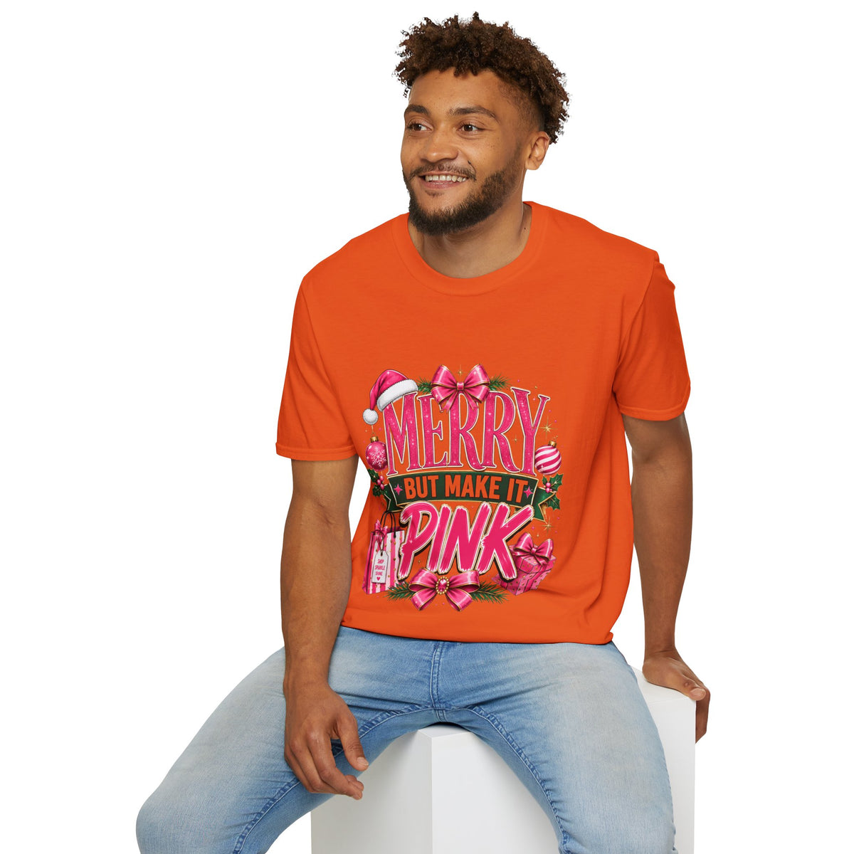 Christmas T-Shirt — "Merry But Make It Pink" Holiday Tee