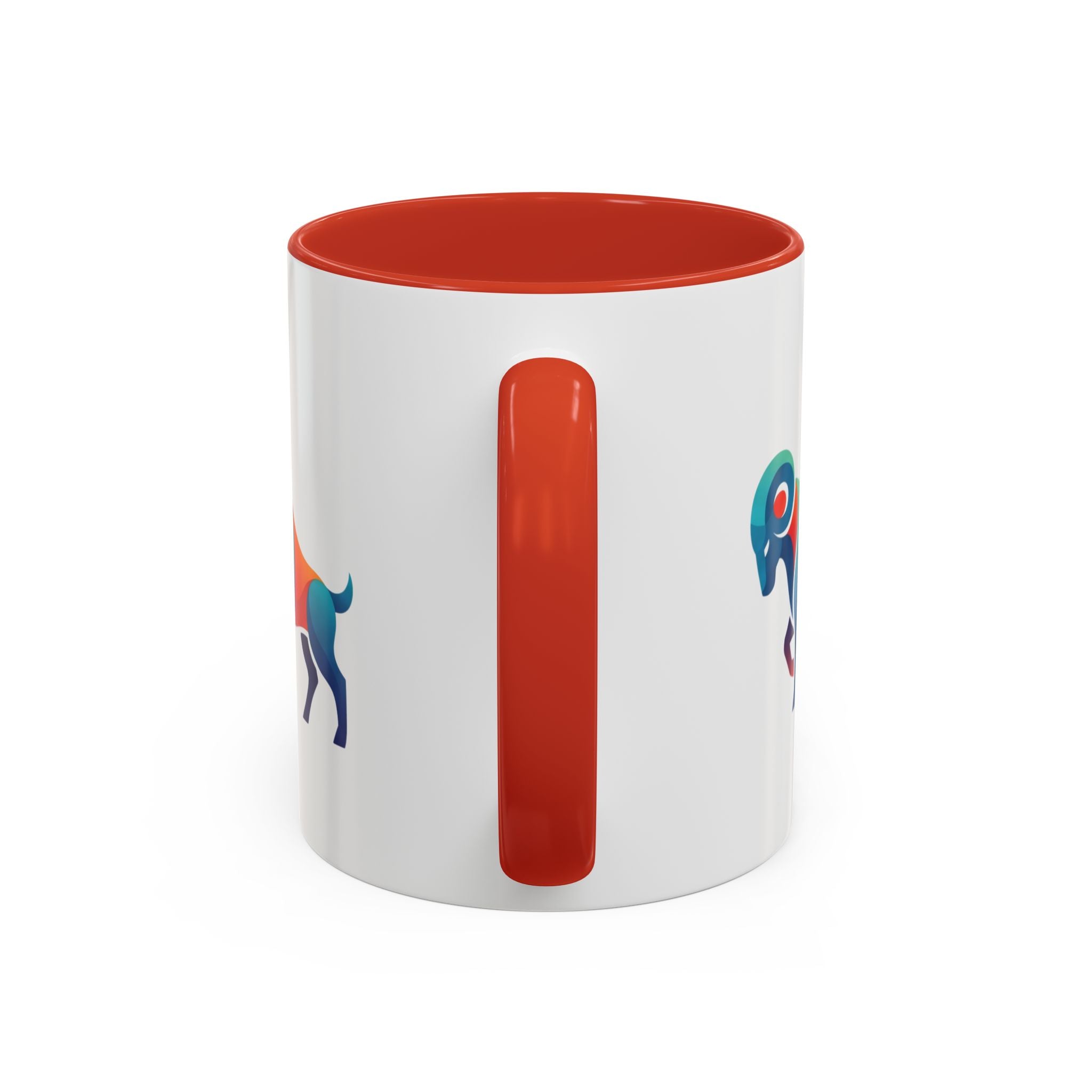 Colorful Ram Accent Coffee Mug — Geometric Zodiac Aries Design