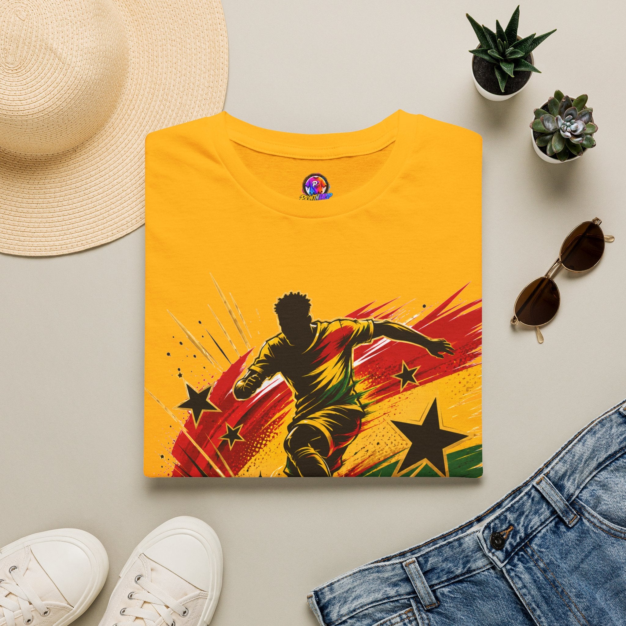 Ghana Star Power Soccer T-Shirt — Afro Football Fan Tee - Ghana T-Shirt