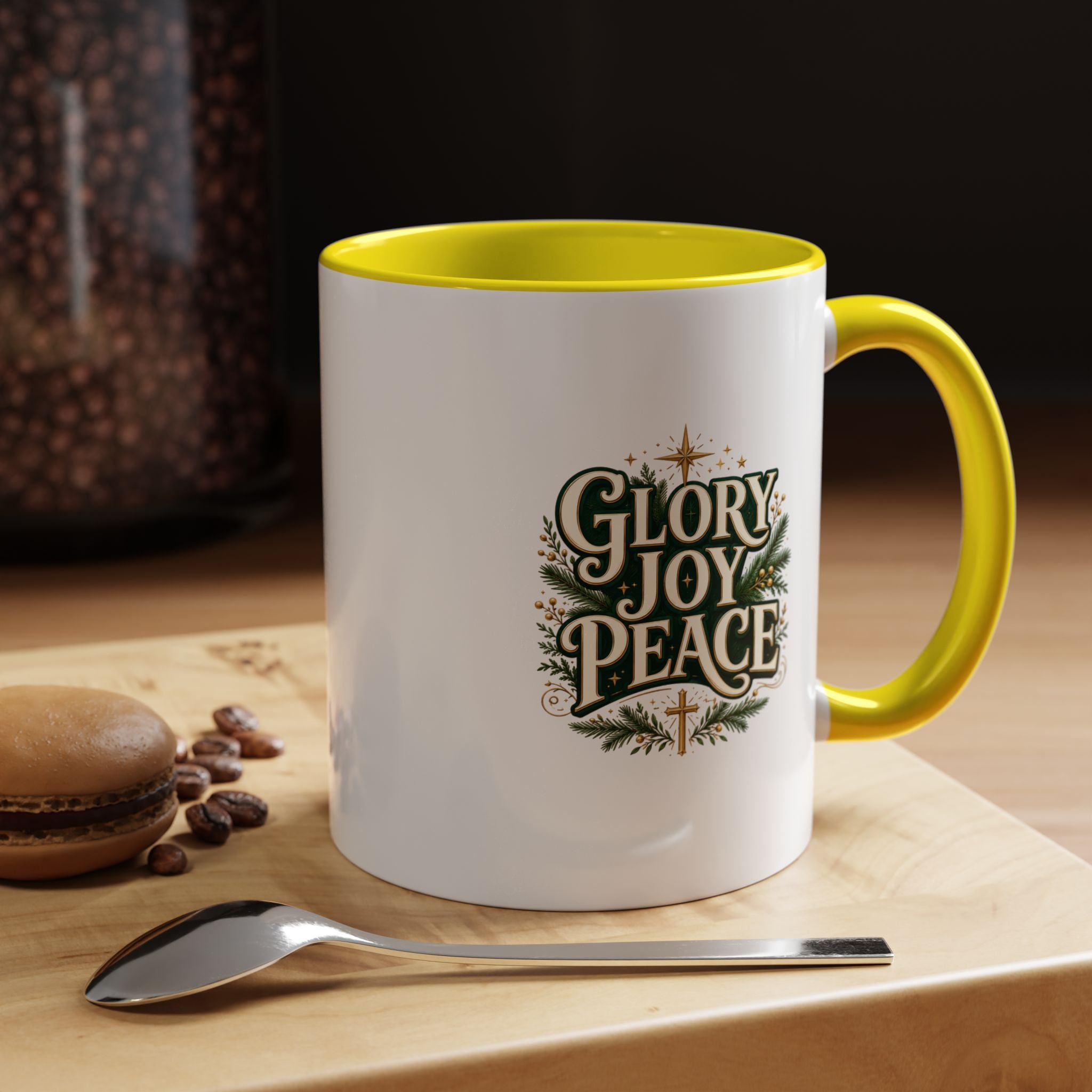 Glory Joy Peace Christmas Coffee Mug - Holiday Scripture Accent Mug
