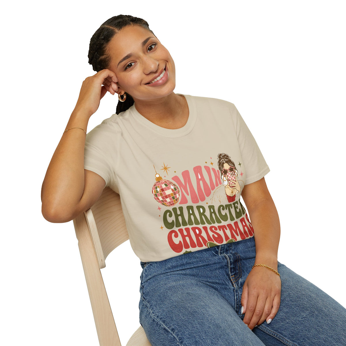 Christmas T-Shirt — "Main Character Christmas" Graphic Tee (Holiday Mom Aesthetic)