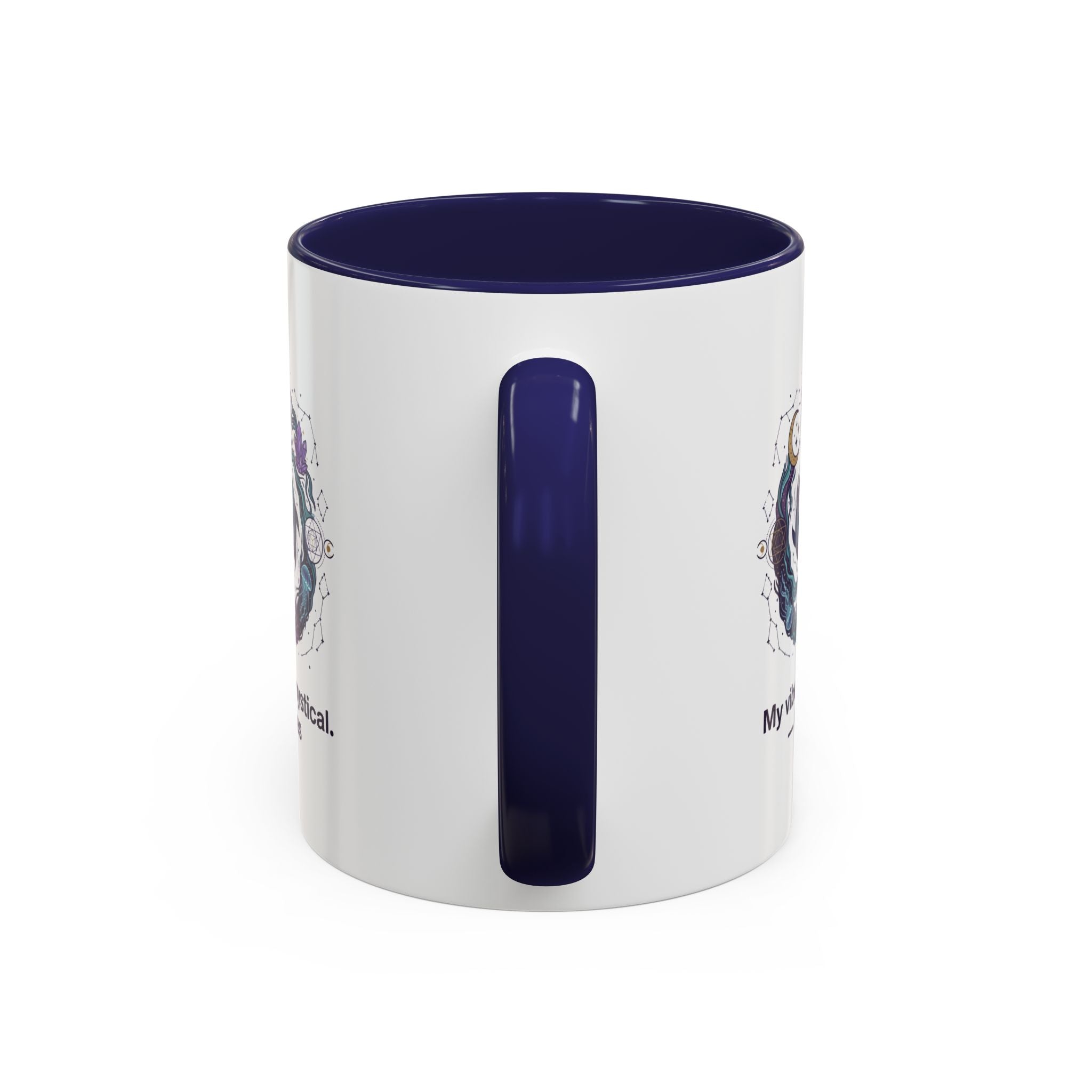 Pisces Zodiac Coffee Mug — "My vibe is mystical" Accent Ceramic Mug
