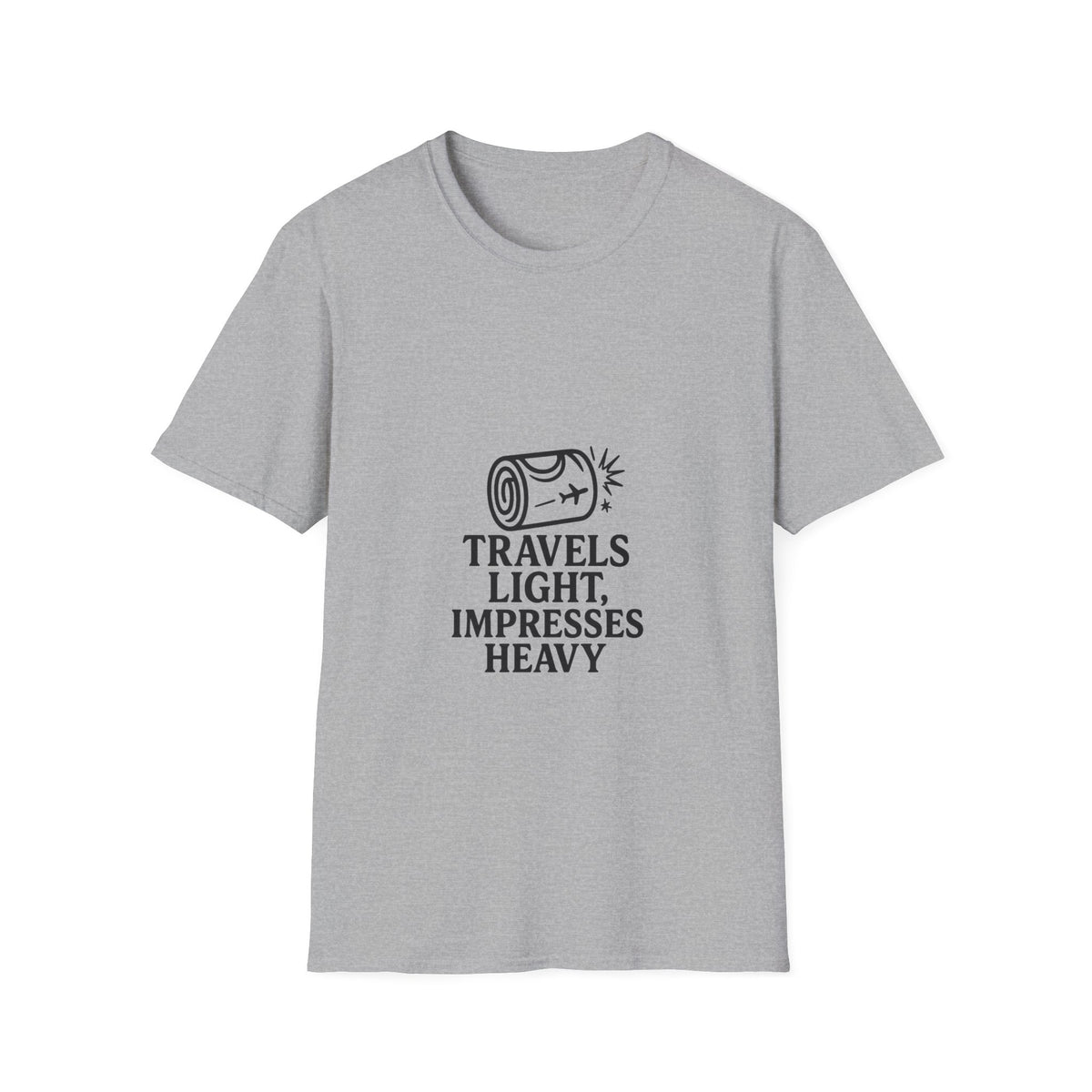 Travel Quote T-Shirt — "Travels Light, Impresses Heavy" Minimal Tee - Trending Now - October 2026
