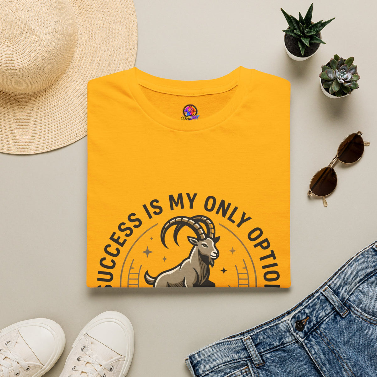 Capricorn Goat T-Shirt — "Success Is My Only Option" Motivational Zodiac Tee