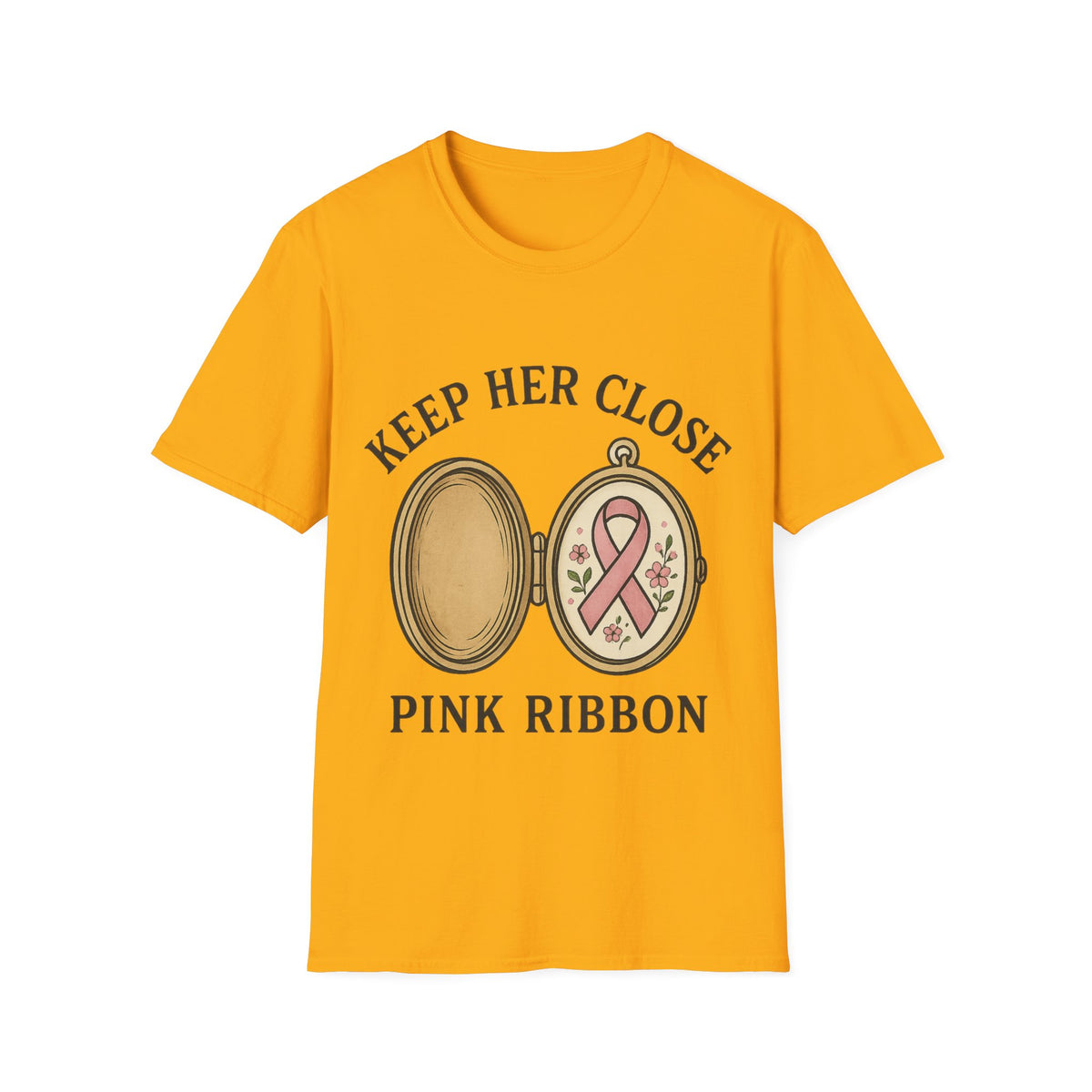 Keep Her Close Pink Ribbon Vintage Locket Graphic Tee - Trending Now - September 2026