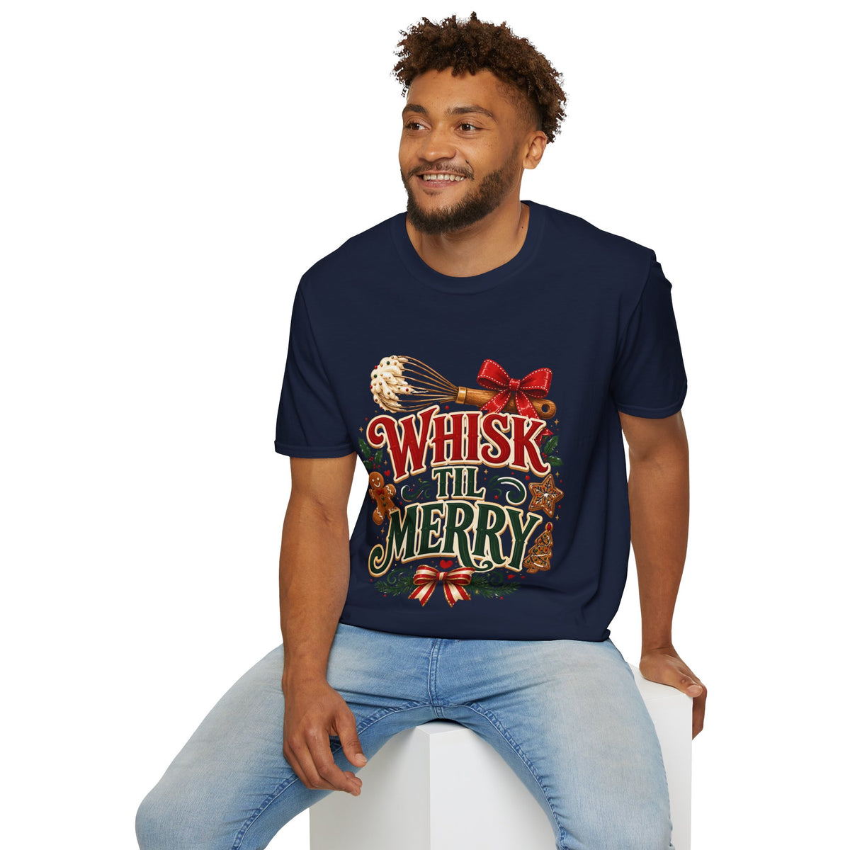 Christmas Baking T-Shirt — "Whisk 'Til Merry" Holiday Tee
