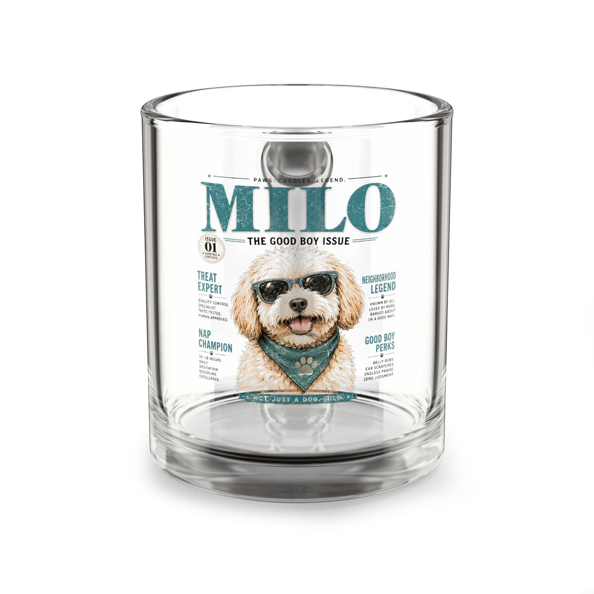 Milo Dog Magazine Glass Mug — 10oz Cute Puppy Coffee Cup