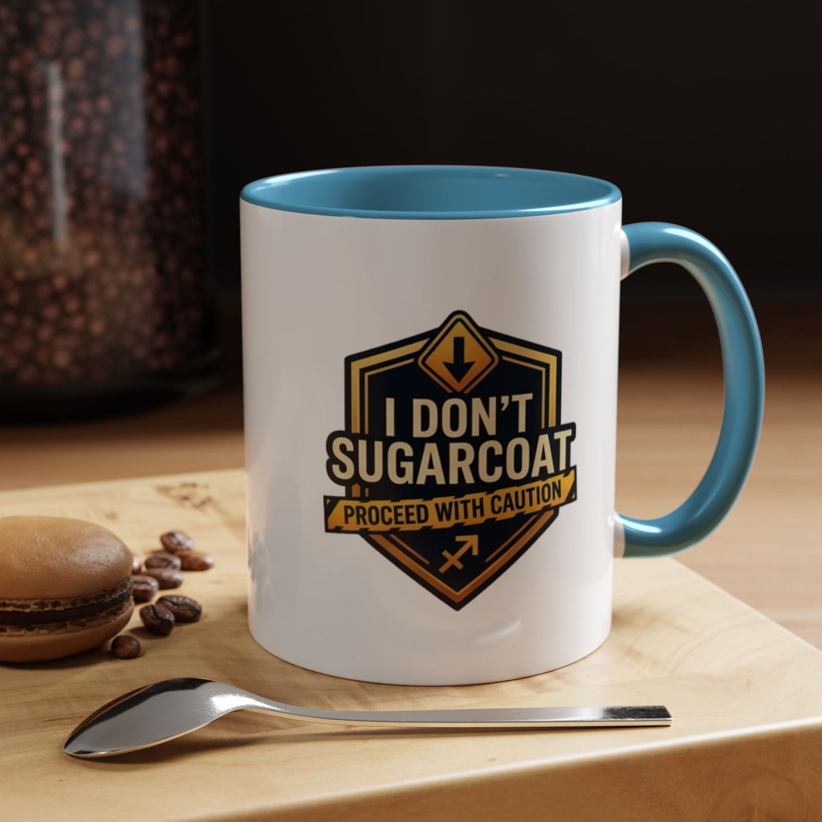 Sagittarius I Don't Sugarcoat Coffee Mug — Bold 'Proceed With Caution' Accent Mug