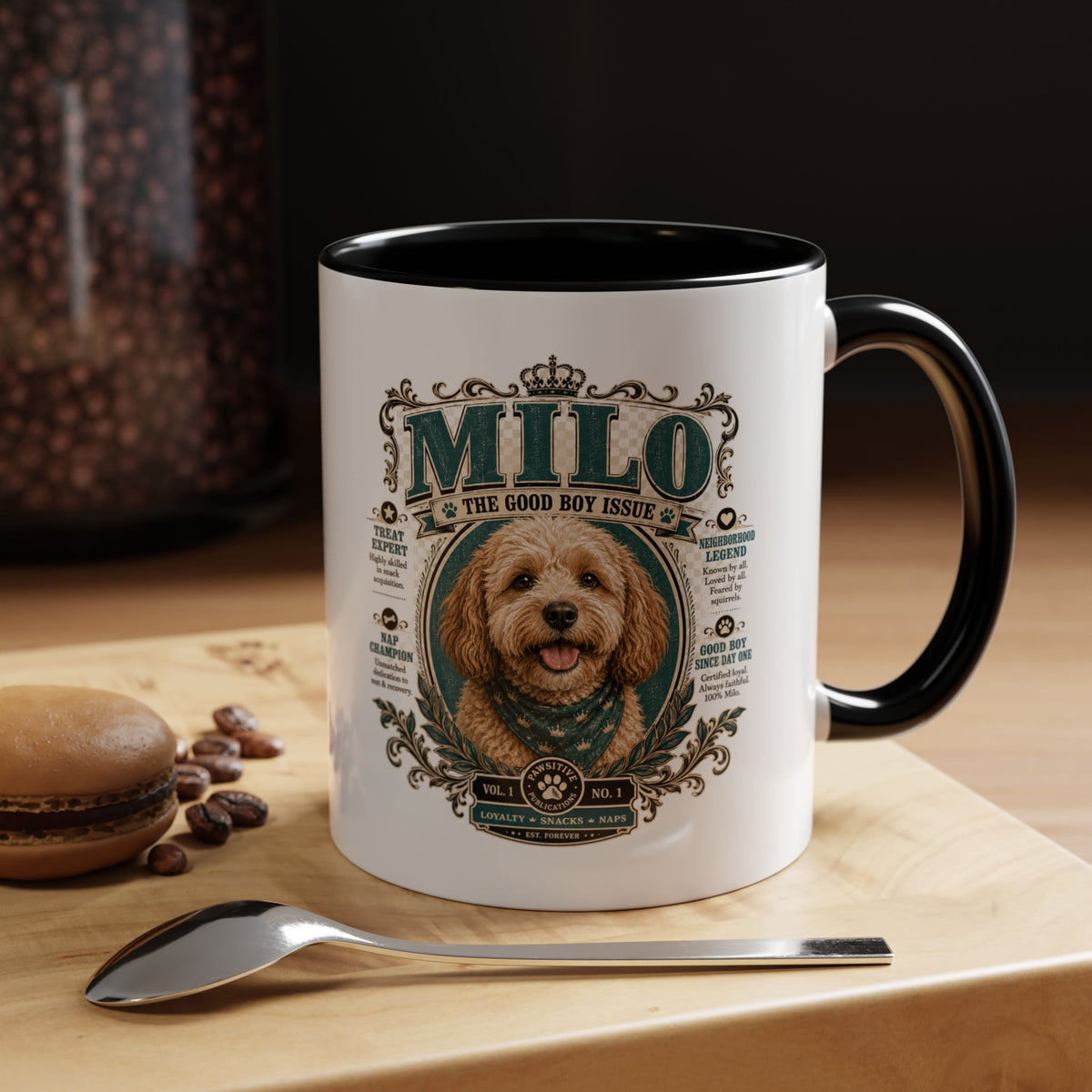 Milo Bailey Dog Dad Mom Milo Dog Portrait Coffee Mug — 'The Good Boy Issue' Accent Mug