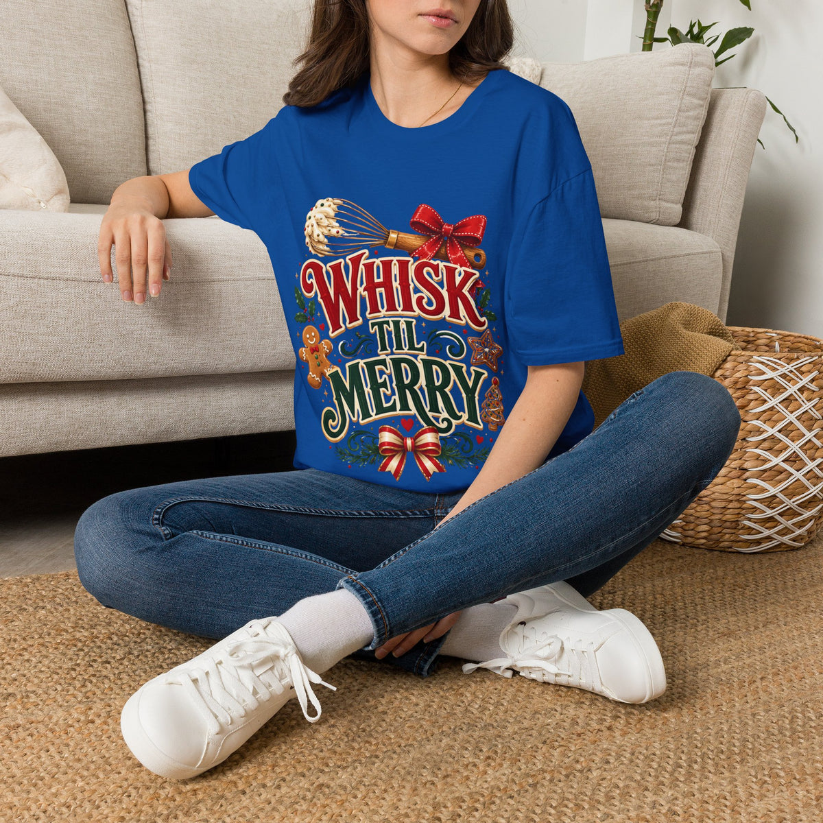 Christmas Baking T-Shirt — "Whisk 'Til Merry" Holiday Tee