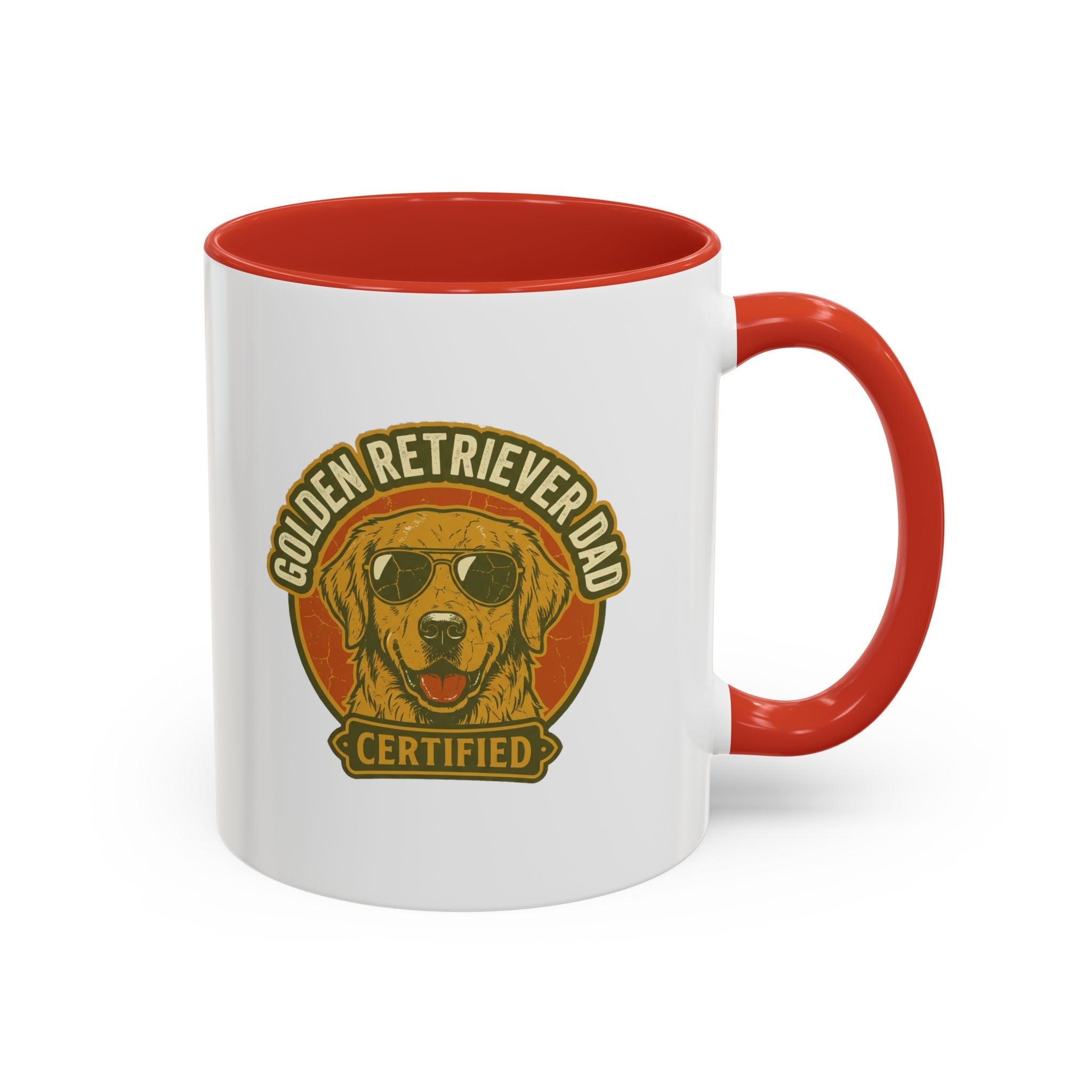 Funny Golden Retriever Dad Coffee Mug — "Certified" Dog Dad Accent Mug