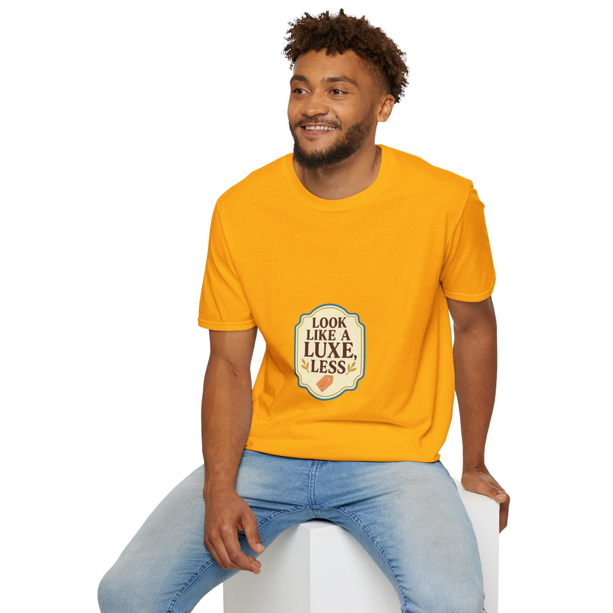 T-Shirt — "Look Like a Luxe Less" Retro Badge Graphic Tee - Trending Now - October 2026