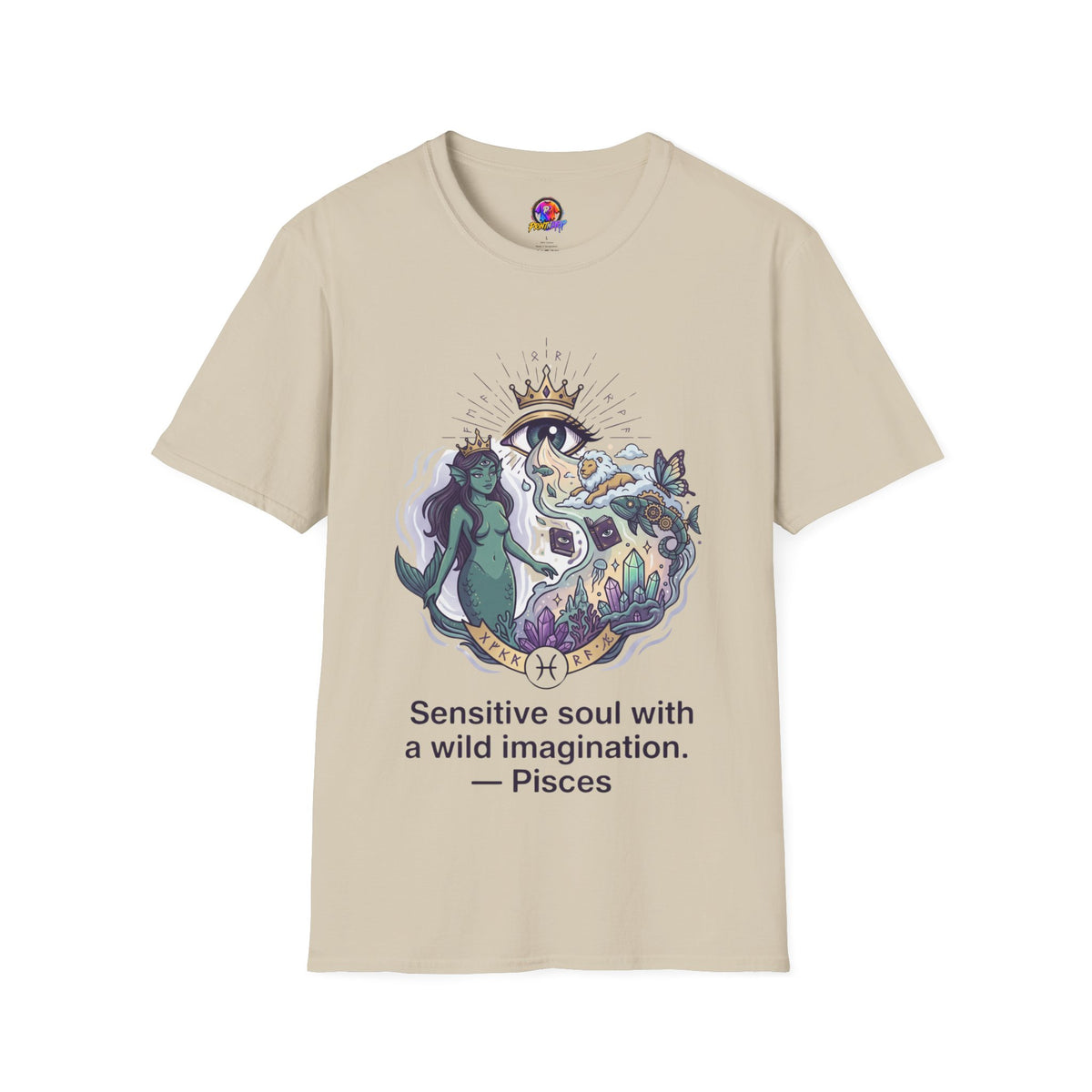 Pisces Zodiac Mystical Mermaid Art T-Shirt — "Sensitive soul with a wild imagination"