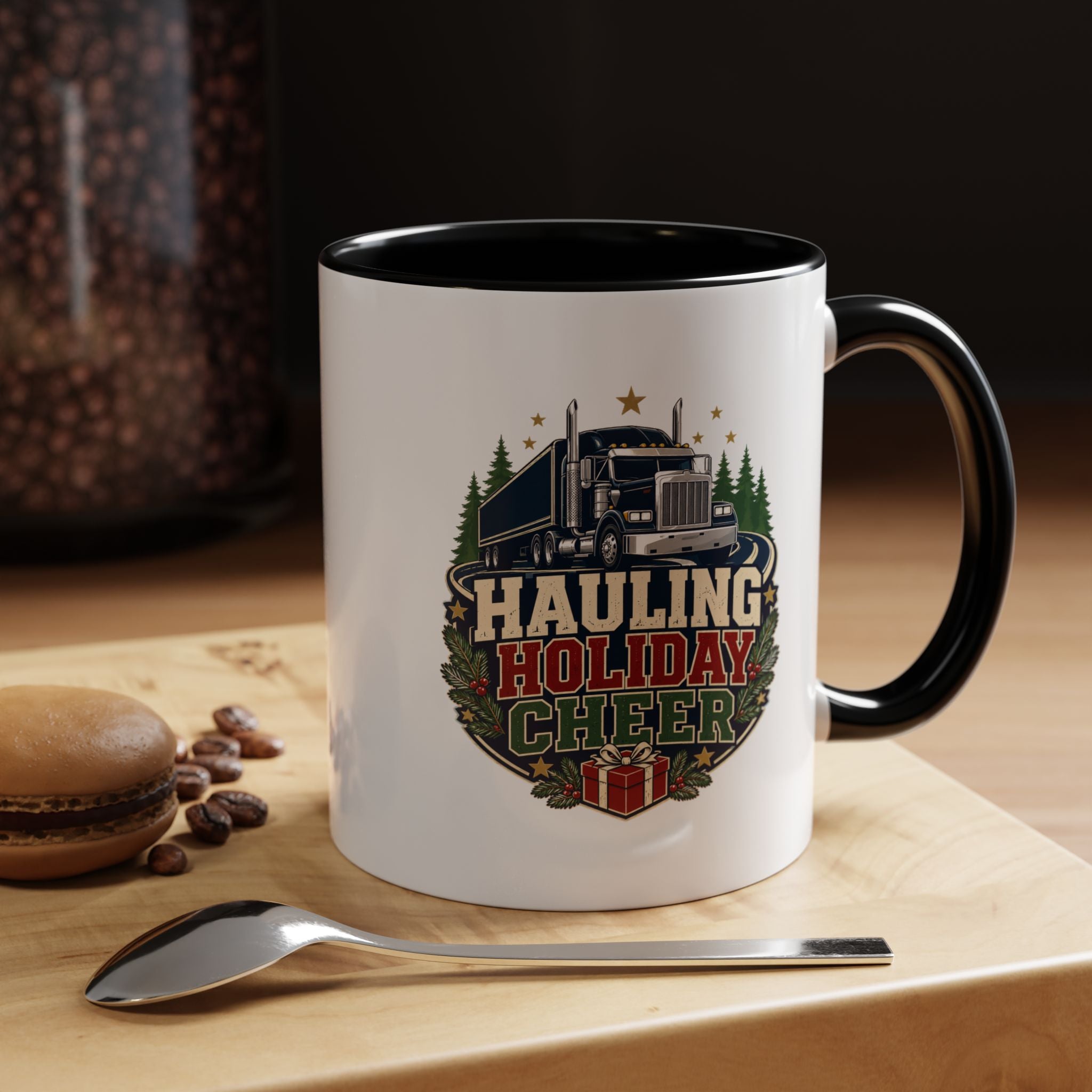 Modern Day Christmas Hauling Holiday Cheer Coffee Mug