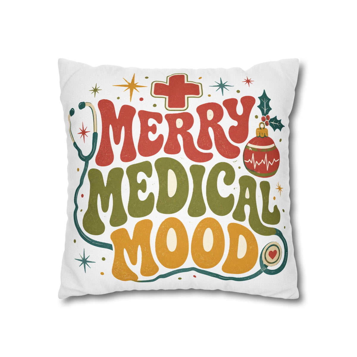 Merry Medical Mood Pillowcase Modern Day Christmas  - Festive Nurse & Doctor Holiday Throw Pillowcase