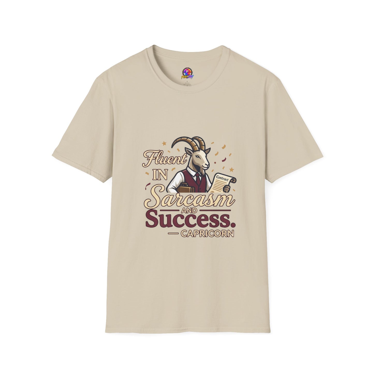 Capricorn Goat Graphic T-Shirt — "Fluent in Sarcasm & Success" Zodiac Tee