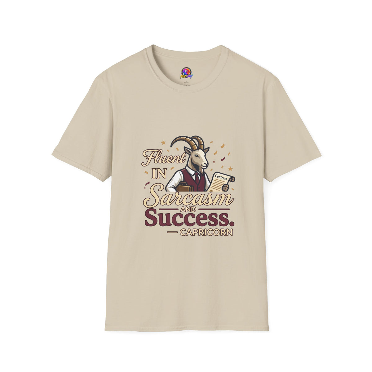 Capricorn Goat Graphic T-Shirt — "Fluent in Sarcasm & Success" Zodiac Tee