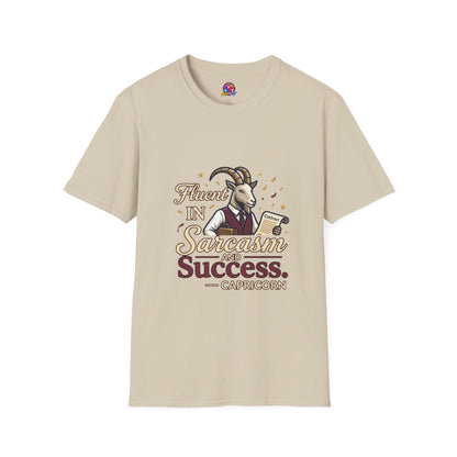 Capricorn Goat Graphic T-Shirt — "Fluent in Sarcasm & Success" Zodiac Tee