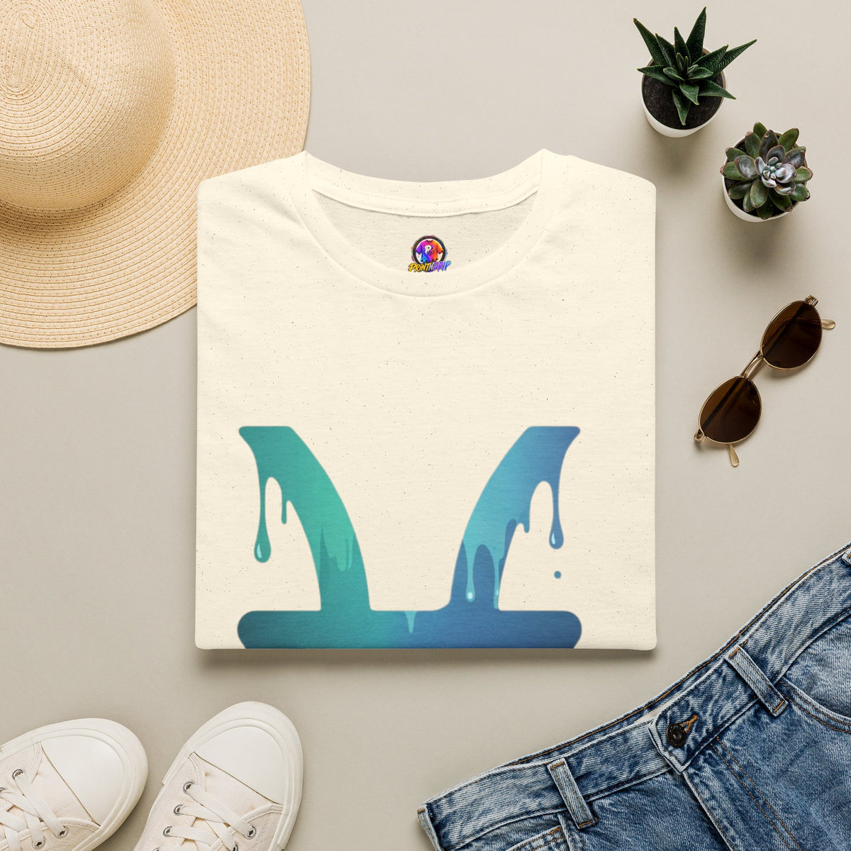 Pisces Drip Zodiac T-Shirt — Blue Gradient Astrological Tee