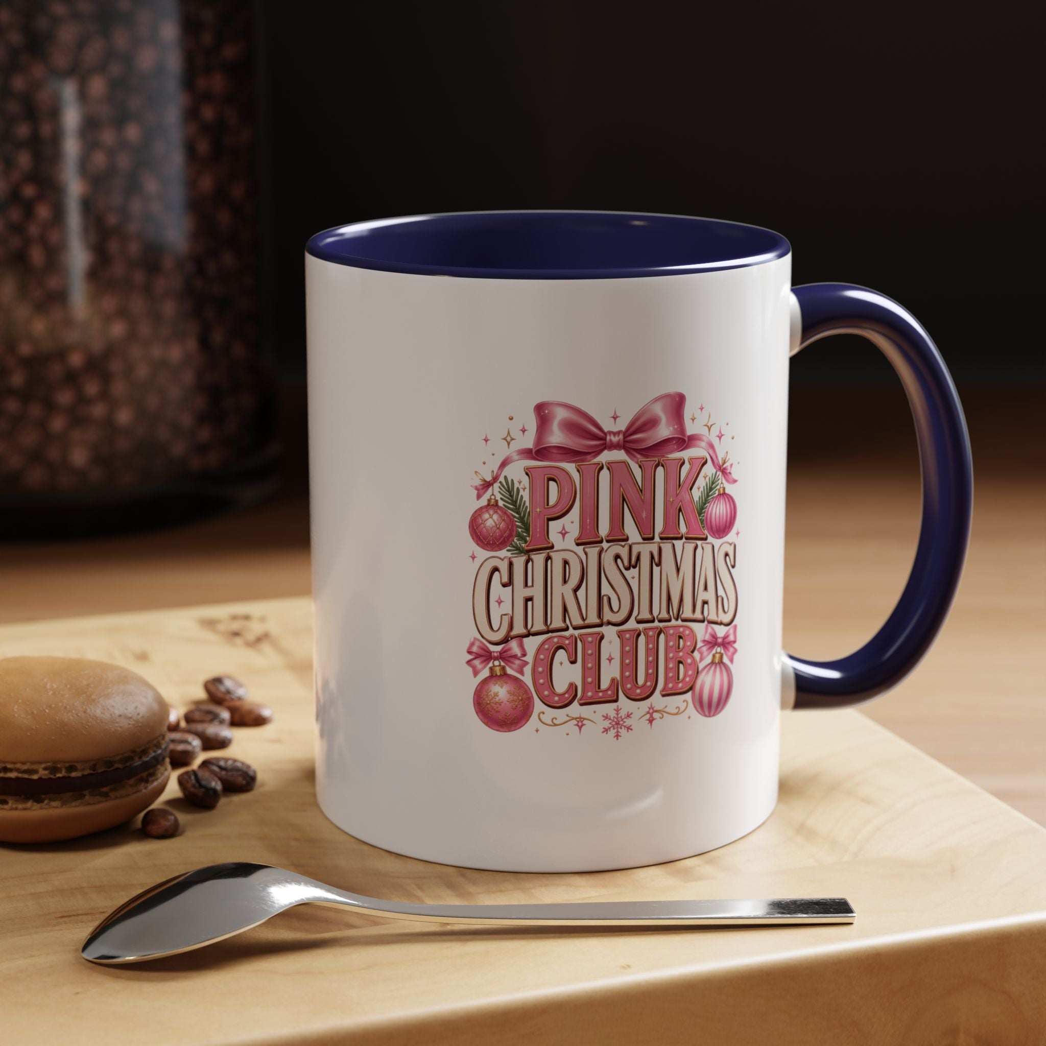 Pink Christmas Club Accent Coffee Mug — Festive Holiday Coffee Cup