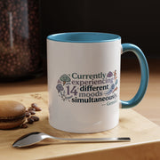 Gemini Mood Coffee Mug — "Currently Experiencing 14 Different Moods" Accent Ceramic Mug