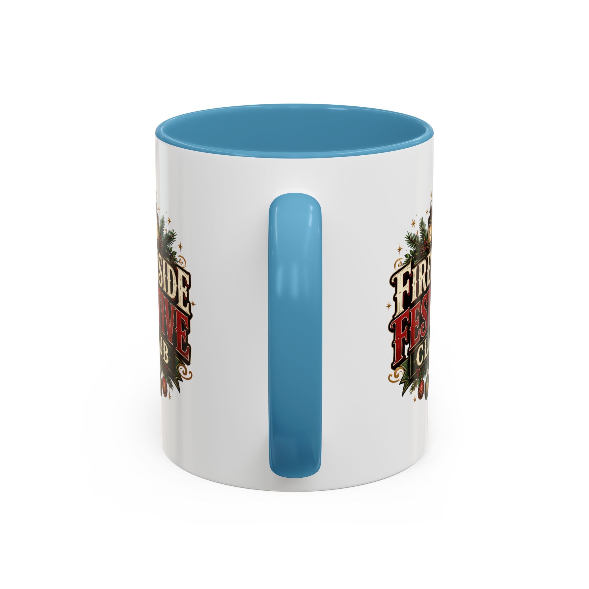 Fireside Festive Club Accent Coffee Mug — Holiday Christmas Hot Cocoa Gift