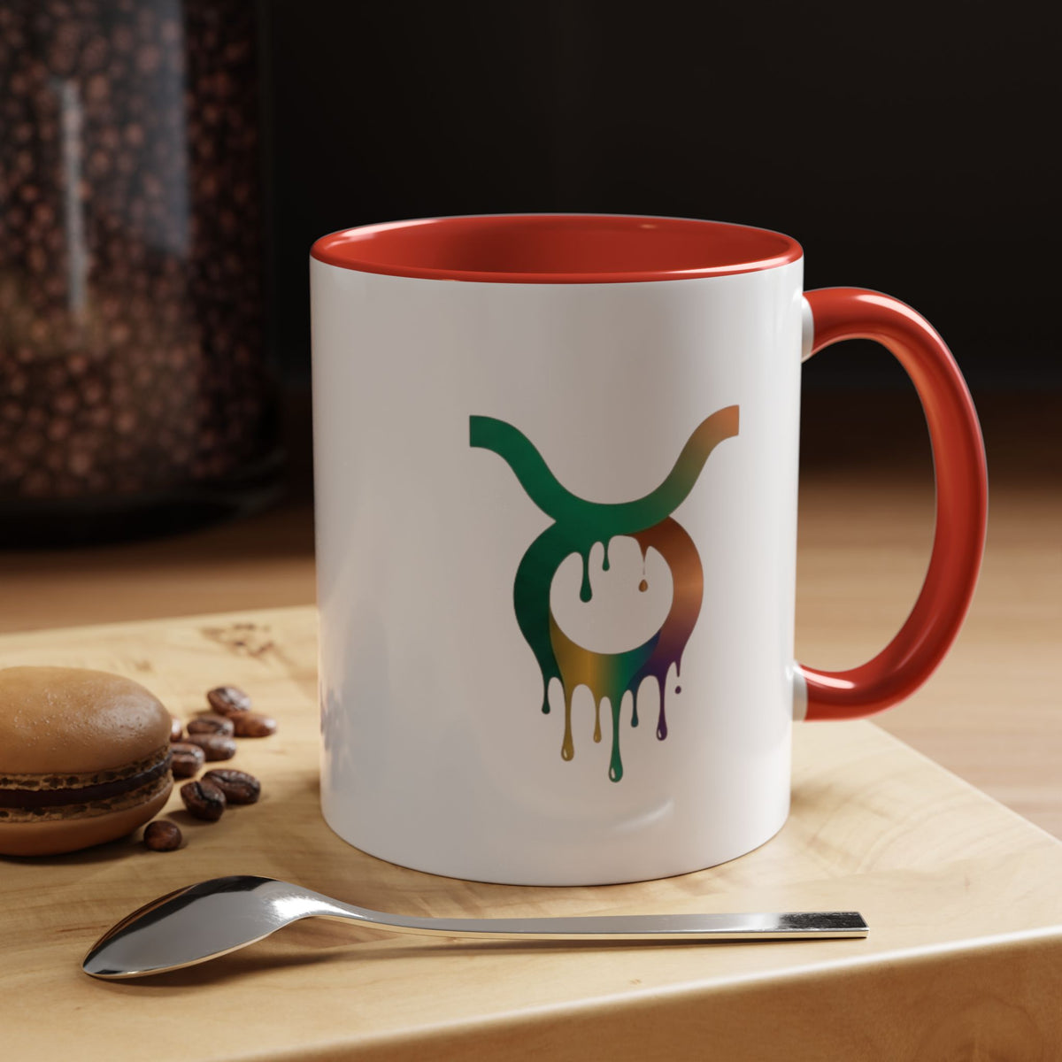 Taurus Drip Zodiac Coffee Mug — Colorful Taurus Symbol Accent Mug