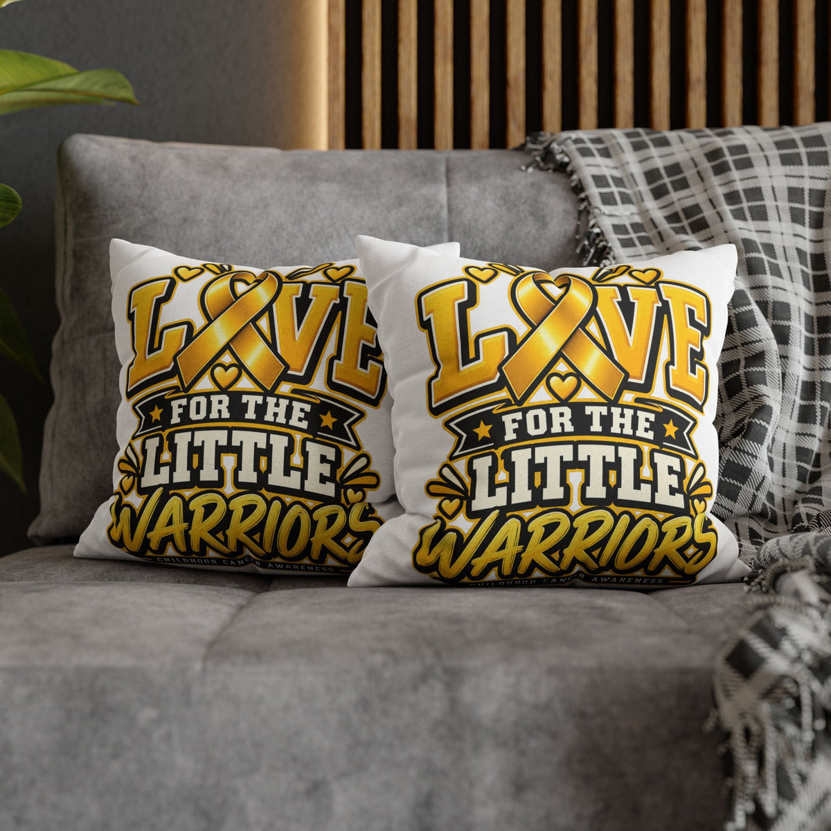 Square Pillow - "Love for the Little Warriors" Childhood Cancer Awareness Pillowcase
