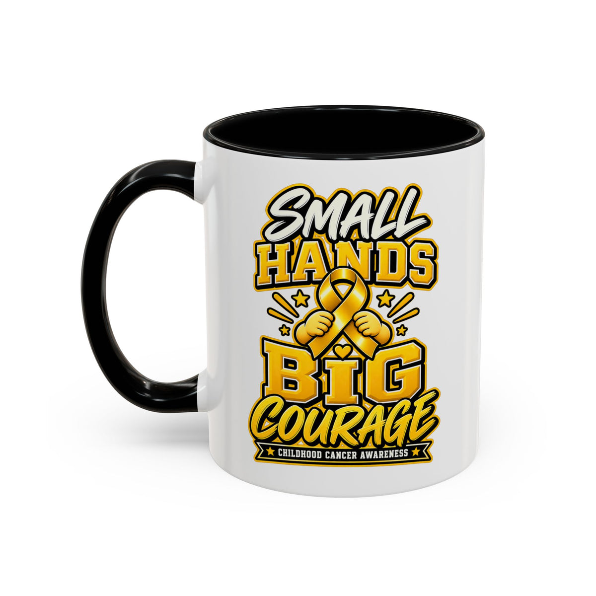 Coffee Mug - "Small Hands Big Courage" Childhood Cancer Awareness Accent Mug