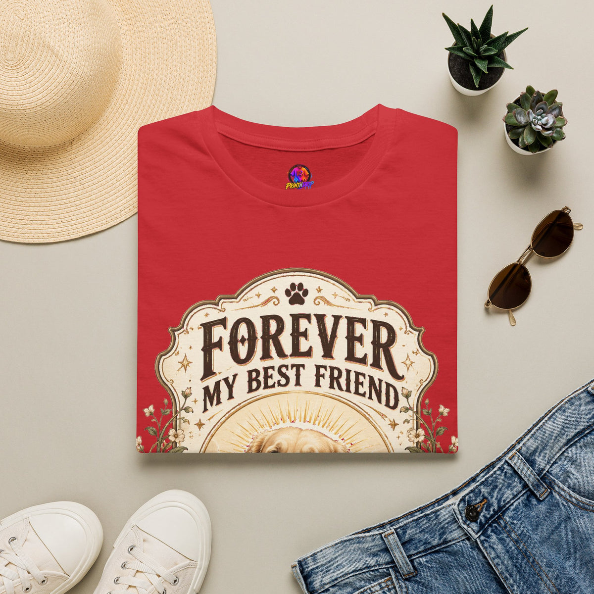 Dog Memorial T-Shirt — "Forever My Best Friend" Personalized Pet Tribute Tee