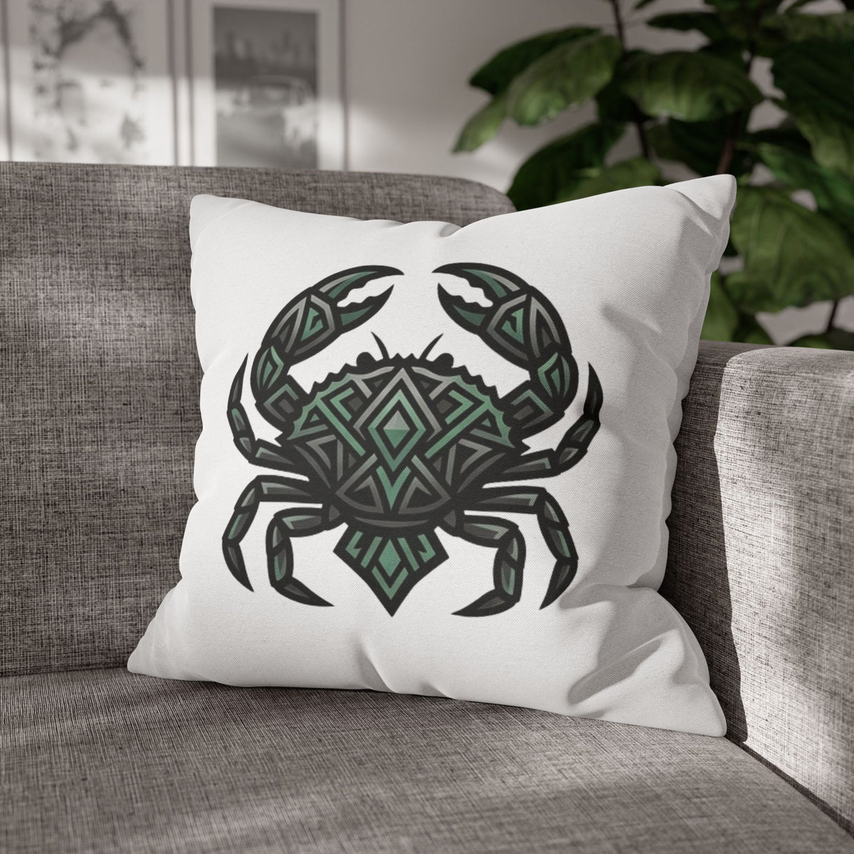 Cancer Zodiac Geometric Crab Throw Pillowcase — Coastal Zodiac Beach Decor