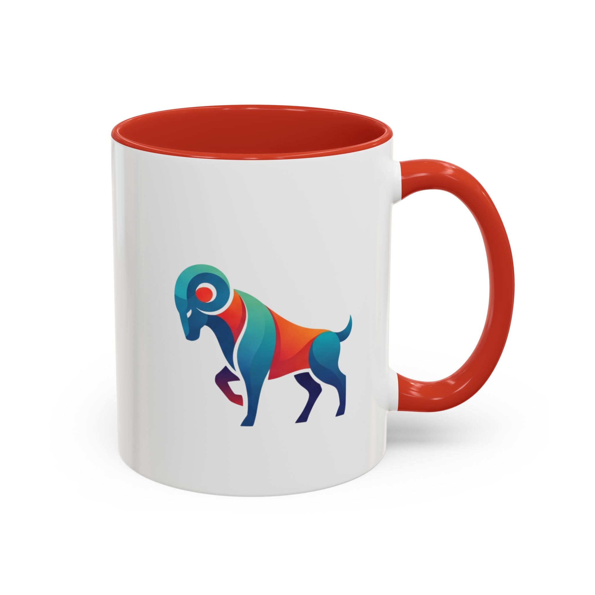 Colorful Ram Accent Coffee Mug — Geometric Zodiac Aries Design