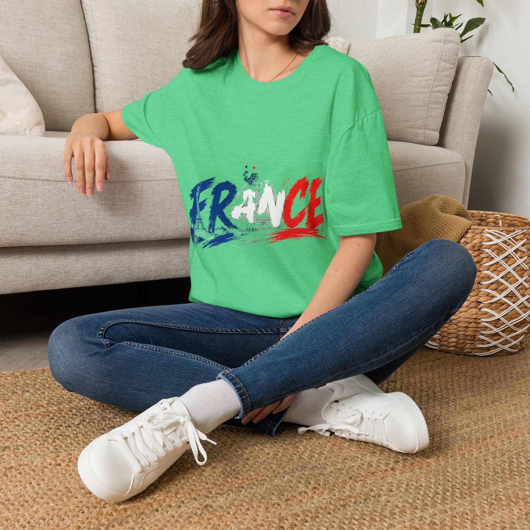 France Brushstroke Graphic T-Shirt — Tricolor Soccer/Travel Fan Tee