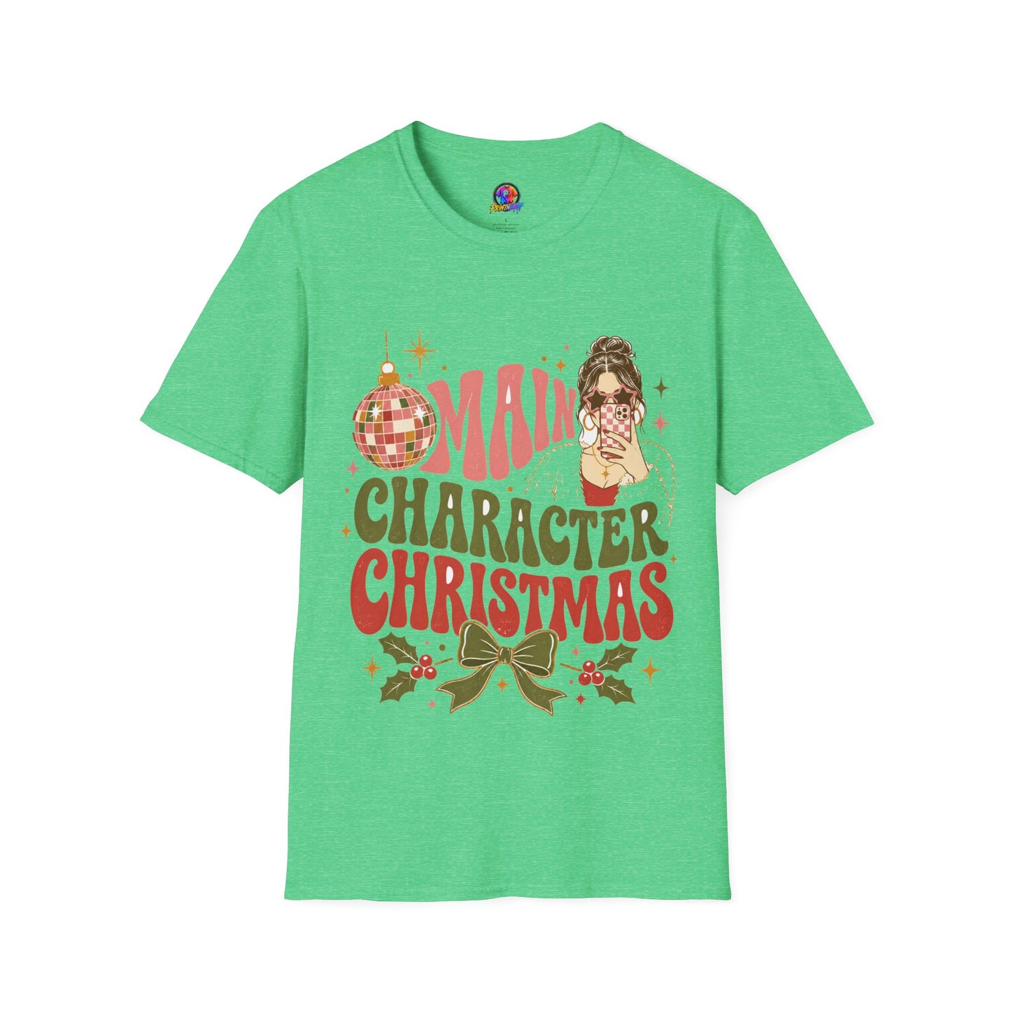Christmas T-Shirt — "Main Character Christmas" Graphic Tee (Holiday Mom Aesthetic)