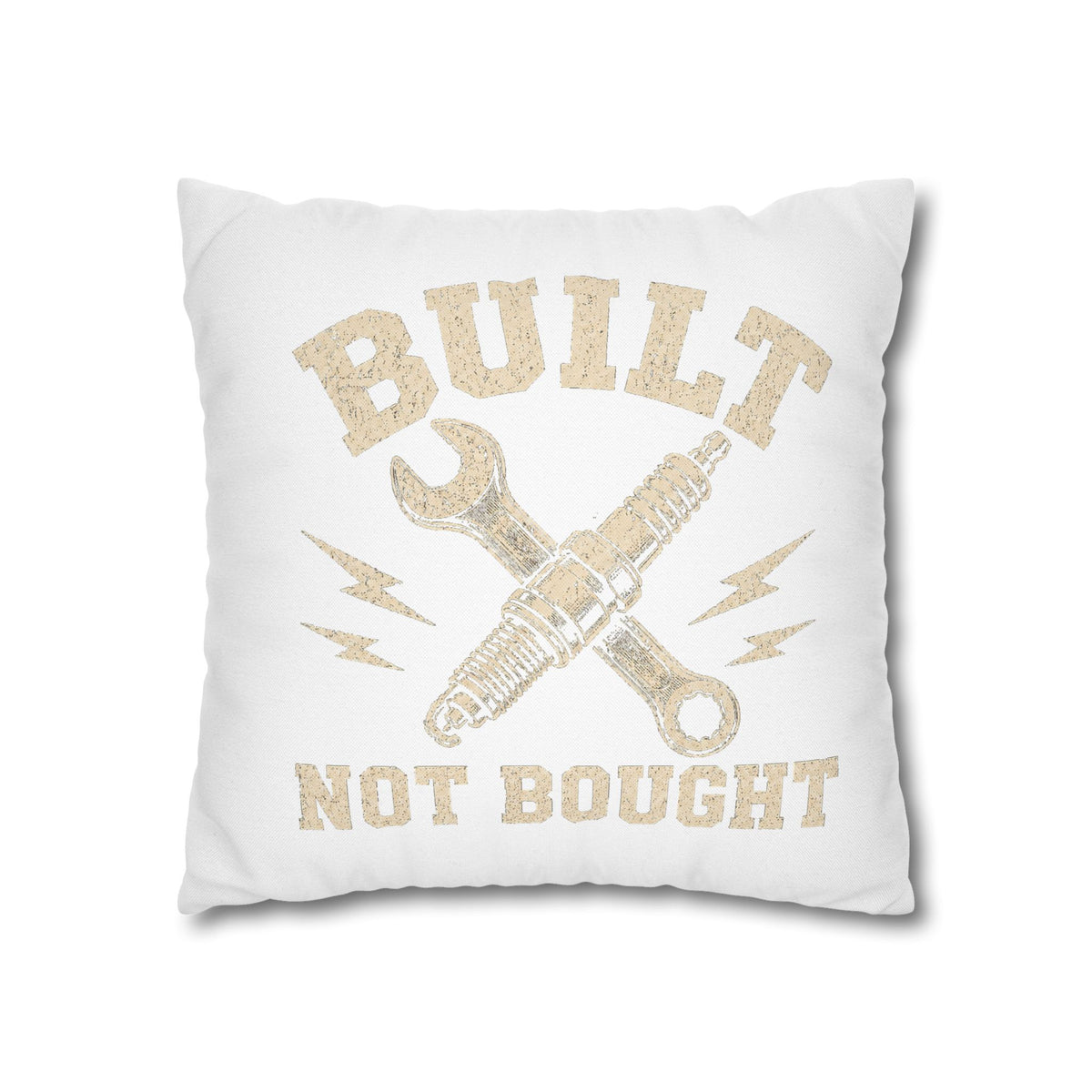 Built Not Bought Decorative Pillowcase Milo Bailey Dog Dad Mom — Rustic Mechanic Tool Accent