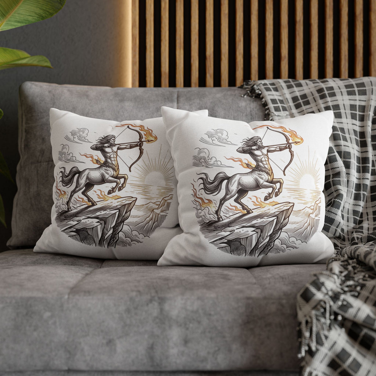 Sagittarius Centaur Archery Throw Pillow - Zodiac Mythology Decorative Pillowcase