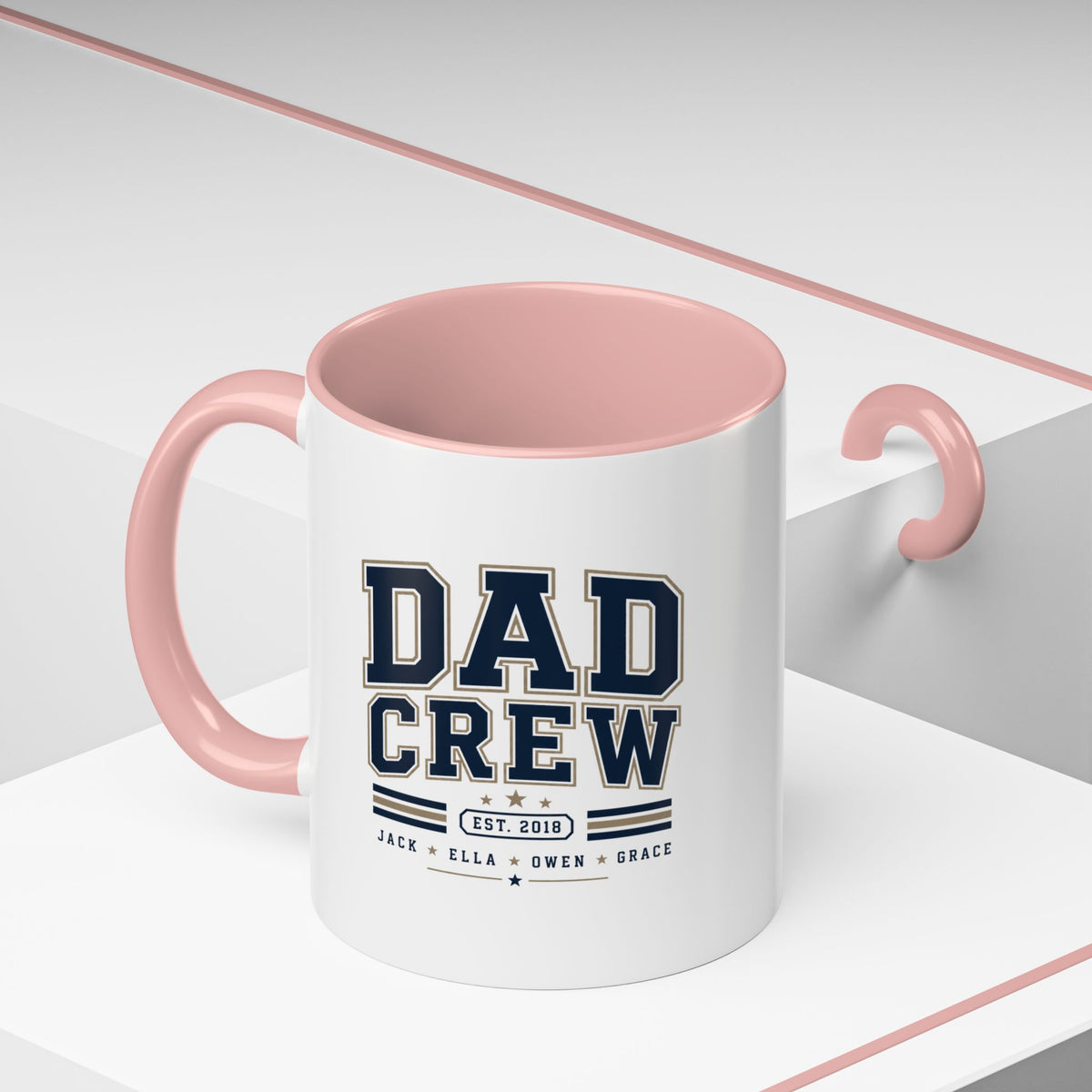 Milo Bailey Dog Dad Mom Dad Crew Accent Coffee Mug — Personalized Family Names, Established Date Coffee Cup