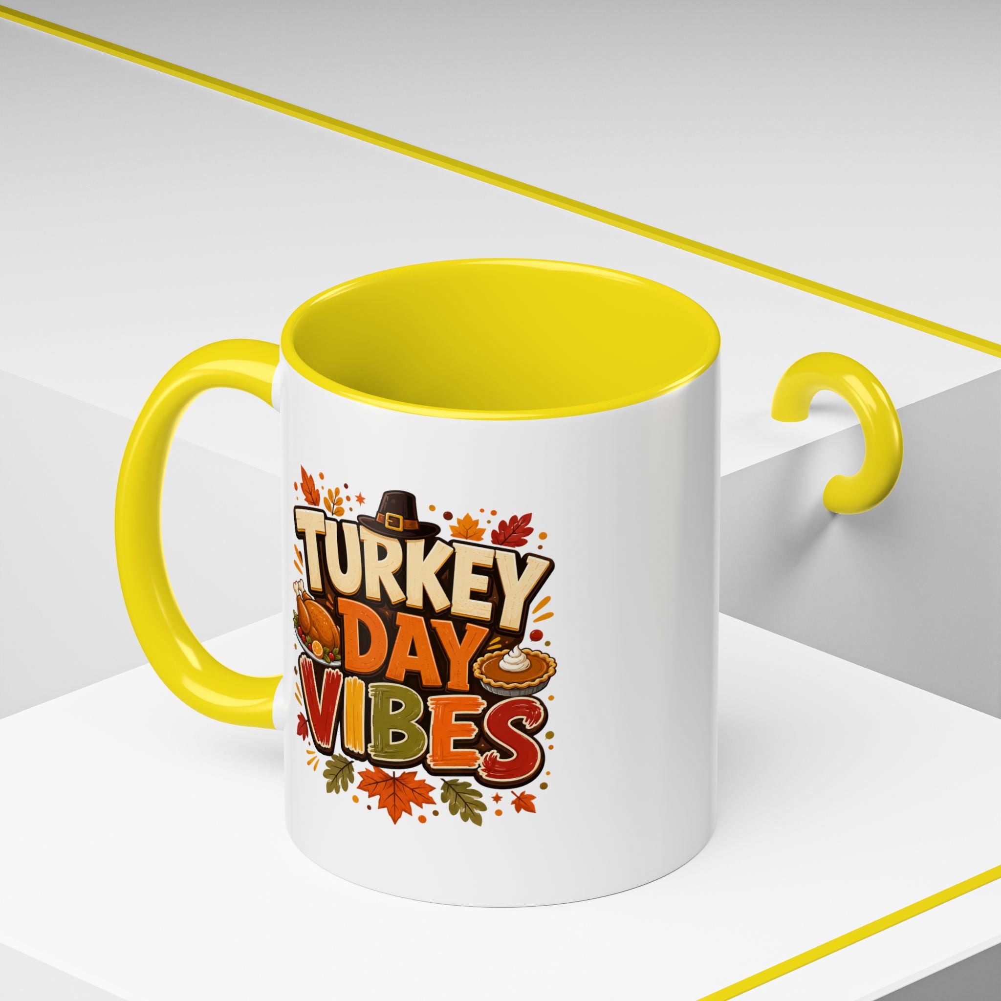Thanksgiving Mug Turkey Day Vibes Accent Mug — Thanksgiving Coffee Cup