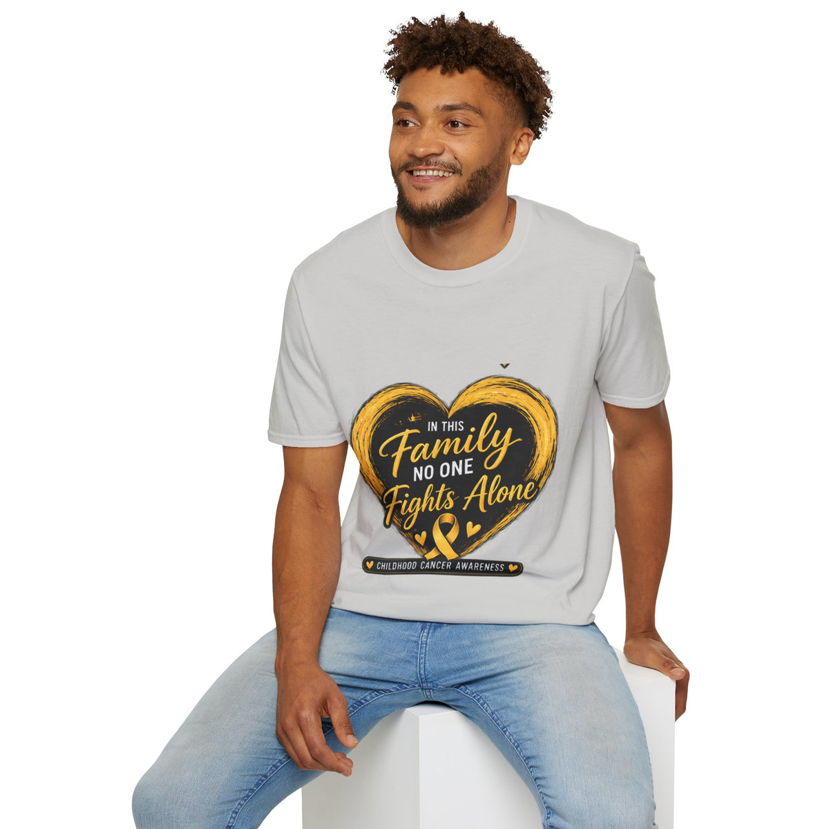 Childhood Cancer Awareness T-Shirt — "In This Family No One Fights Alone"