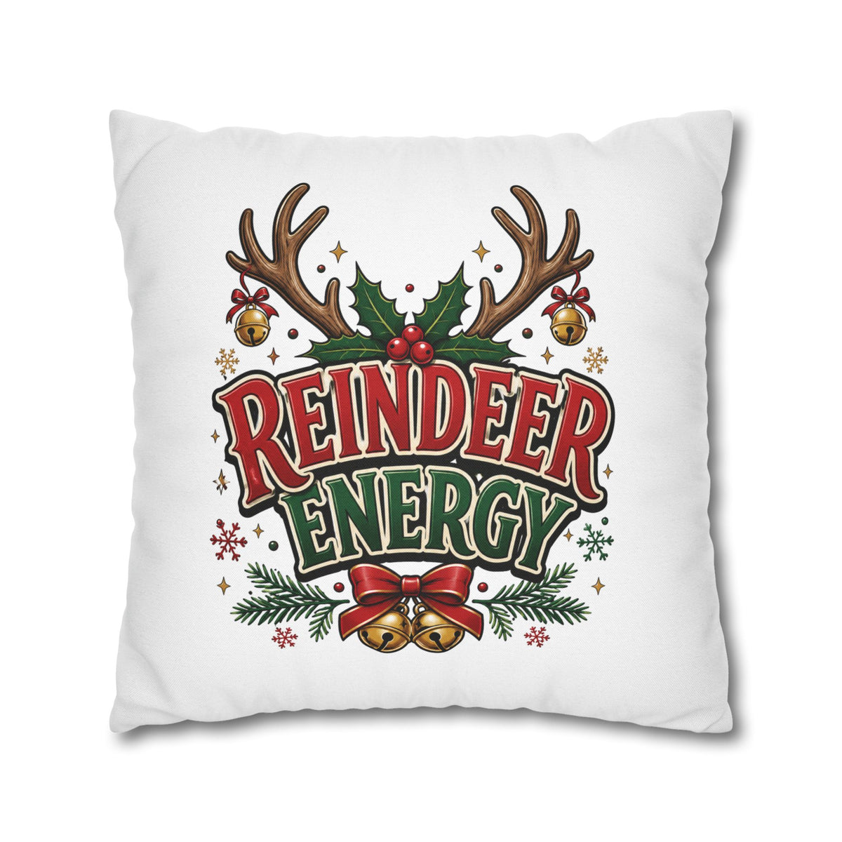 Christmas Reindeer Energy Holiday Pillowcase — Festive Christmas Decorative Throw Cover