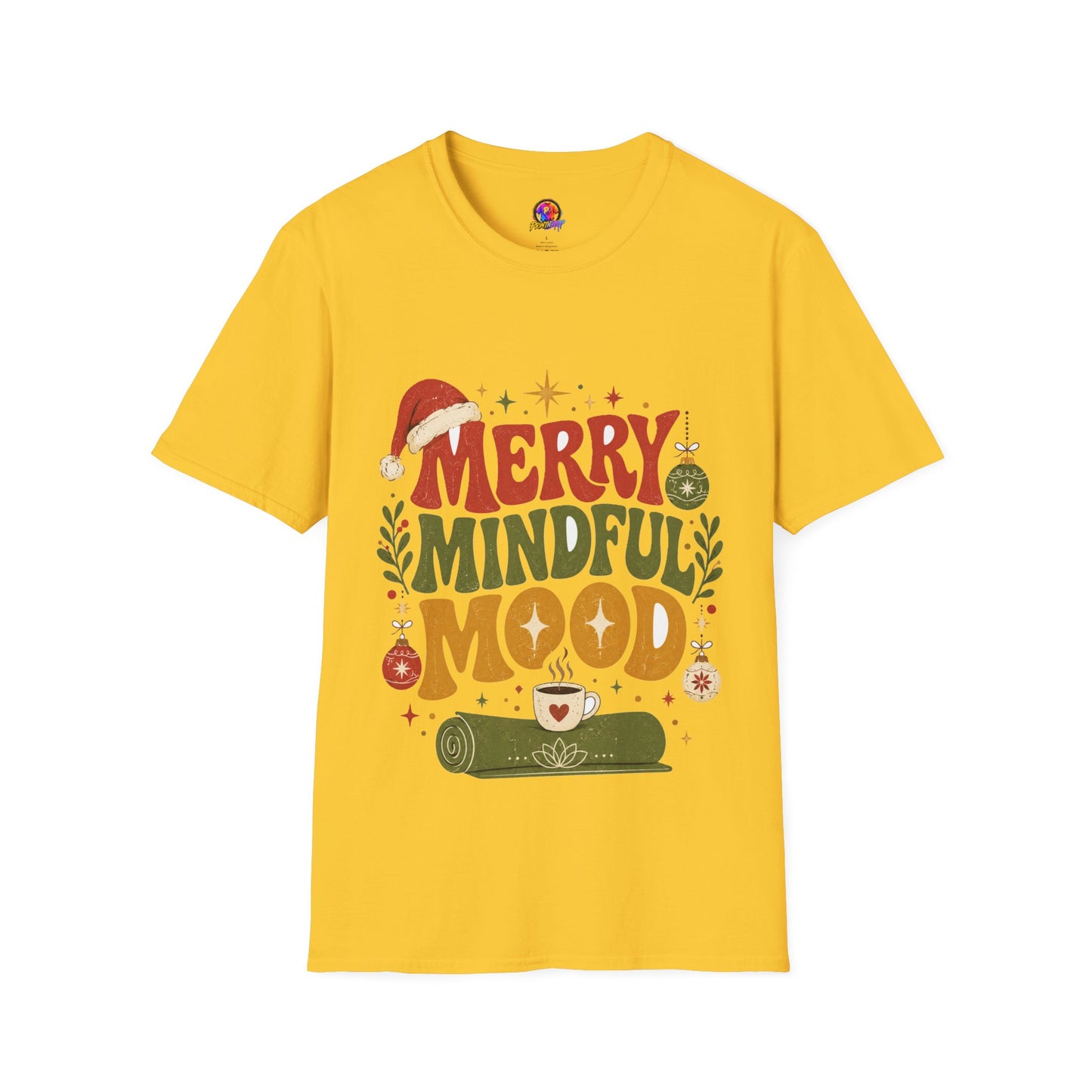 Merry Mindful Mood T-Shirt — Cozy Holiday Christmas Graphic Tee