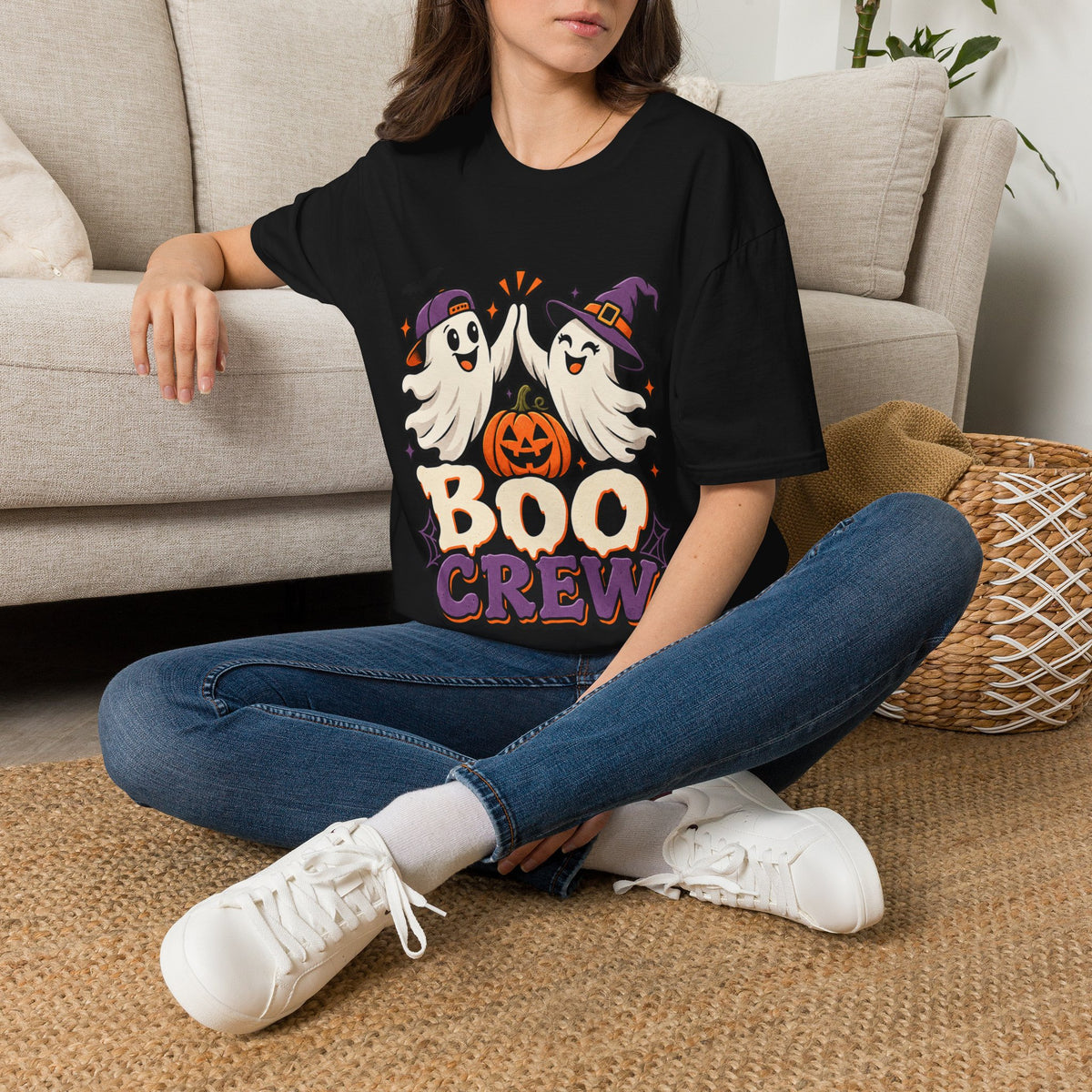 Boo Crew Halloween T-Shirt — Cute Ghosts & Pumpkin Graphic
