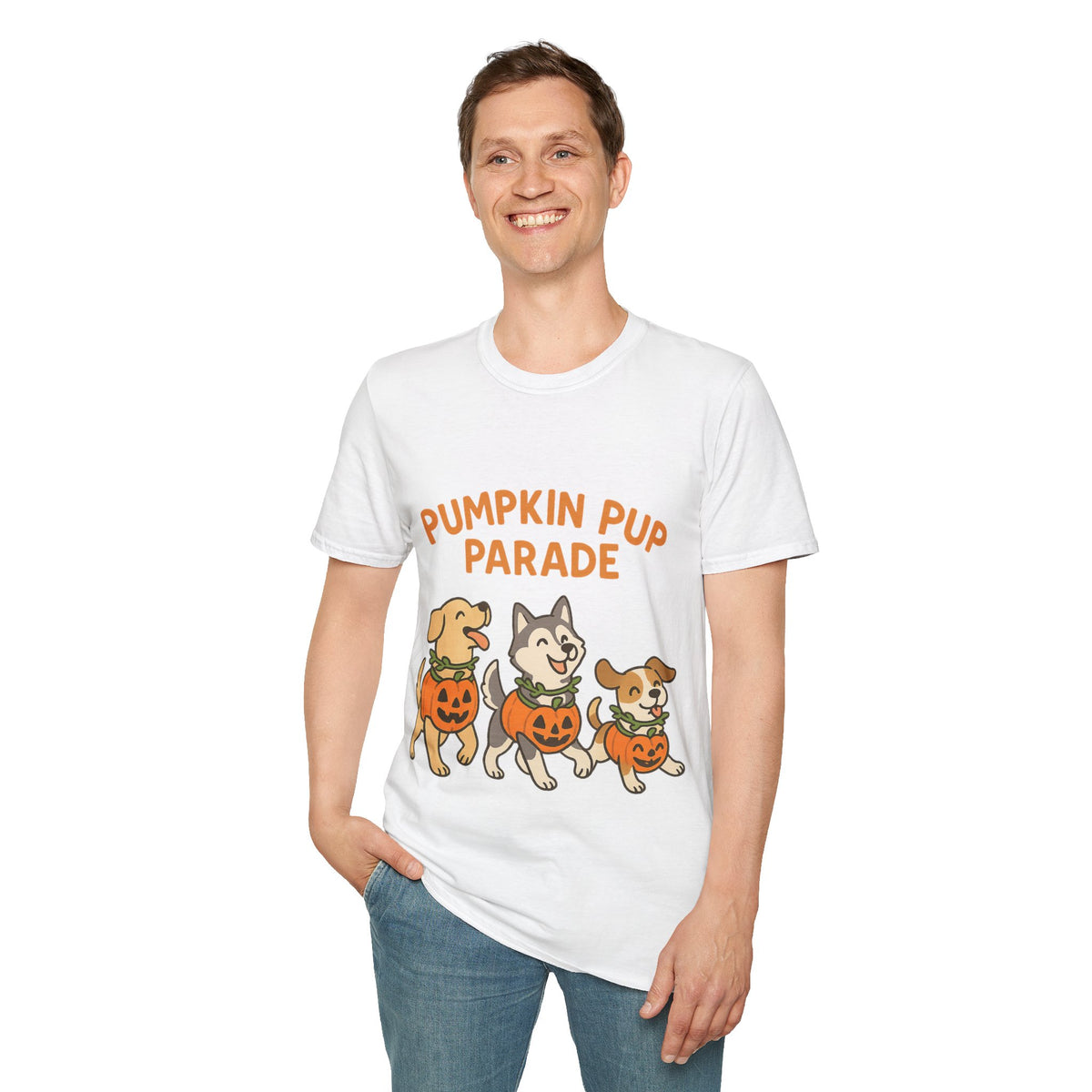 Pumpkin Pup Parade Graphic Tee, Cute Halloween Dogs Fall Season T-Shirt - Trending Now - September 2026