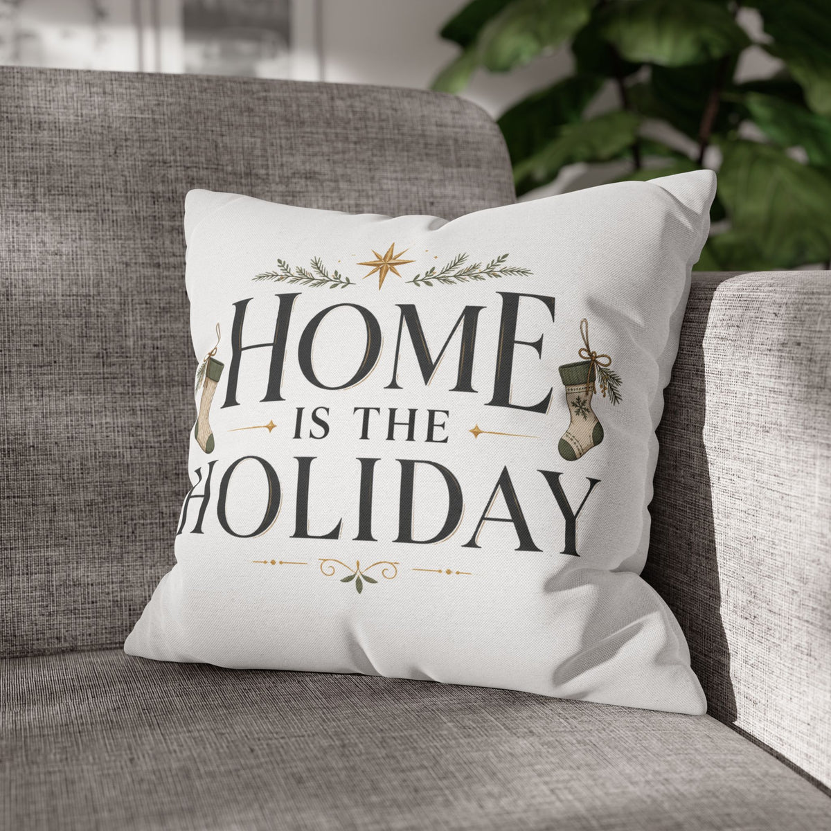 Christmas Home Is the Holiday Throw Pillowcase — Festive Holiday Decorative Pillow Cover