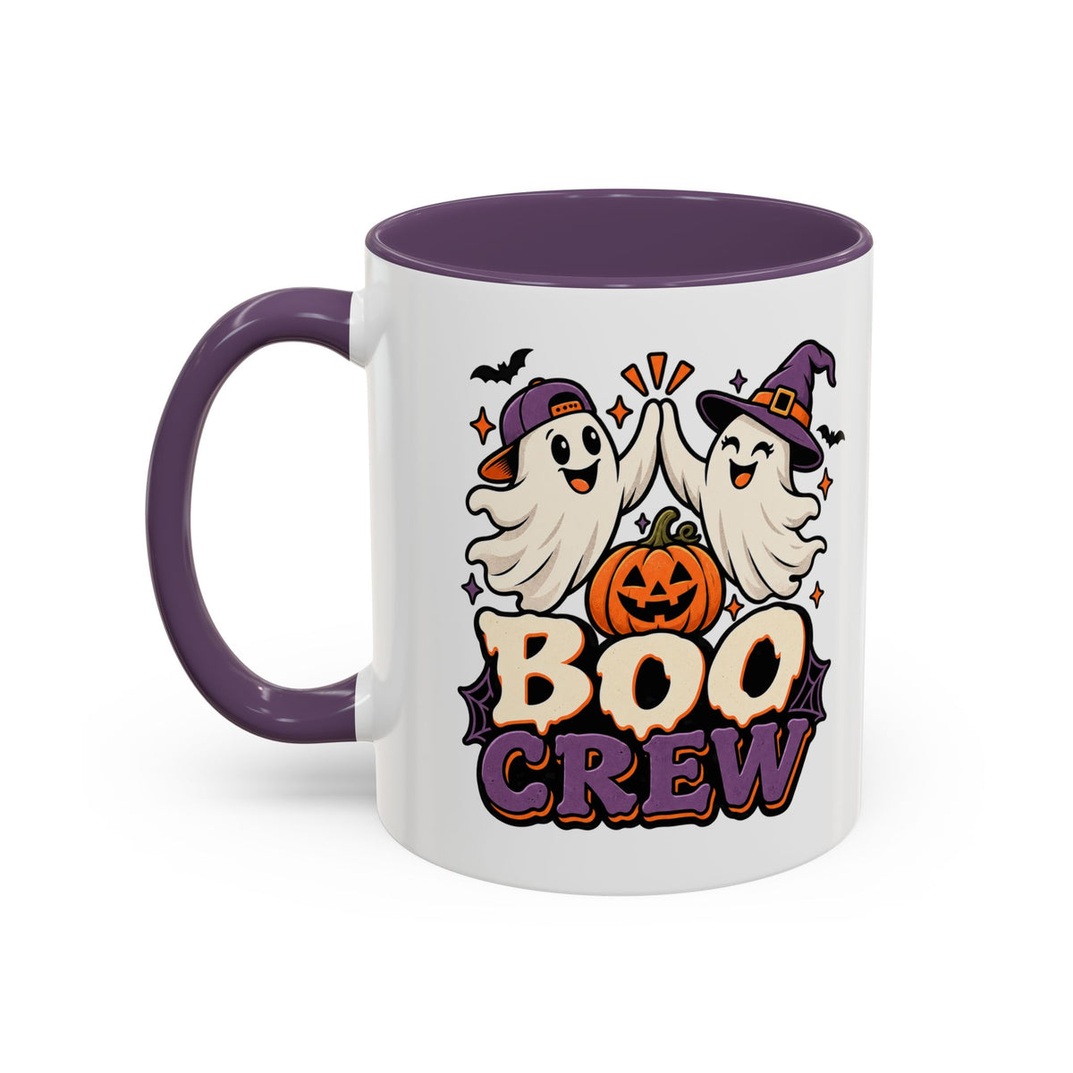 Boo Crew Halloween Accent Coffee Mug — Cute Ghosts & Jack-O'-Lantern Design (11/15 oz)
