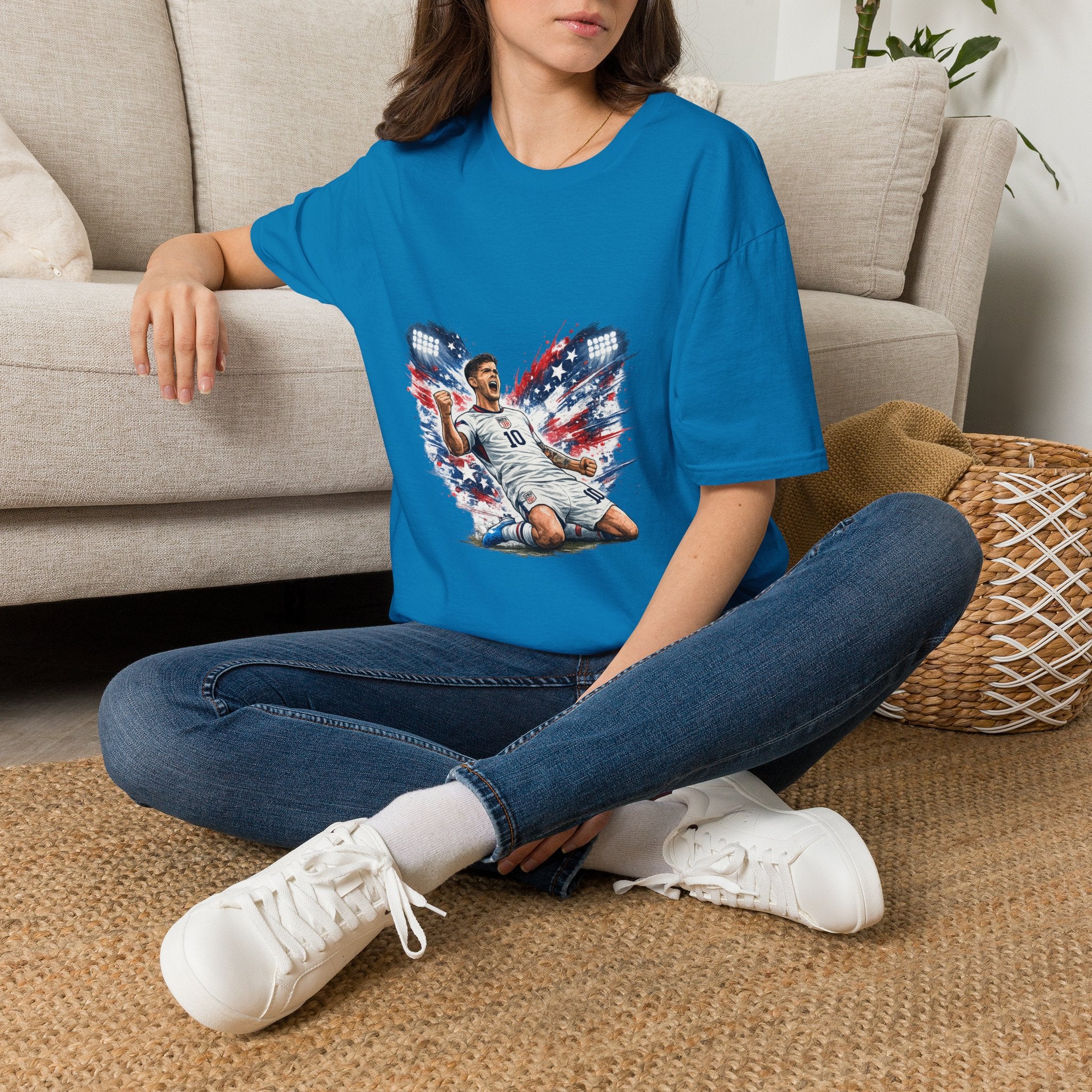 USA Soccer Player Flag T-Shirt — Patriotic Football Fan Tee
