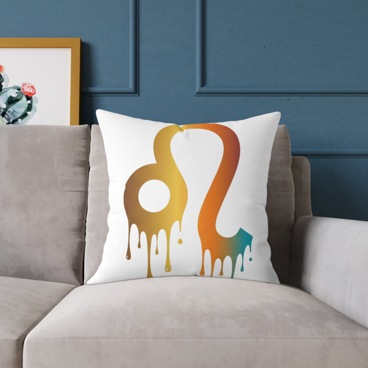 Leo Zodiac Dripping Astrological Square Poly Canvas Pillow