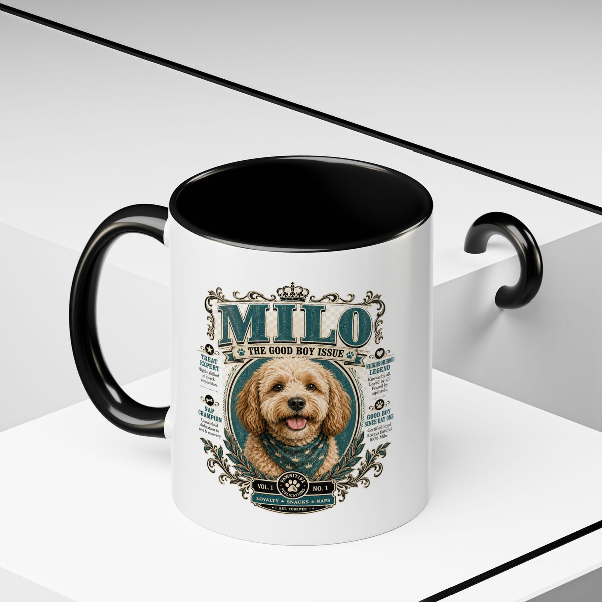 Milo Bailey Dog Dad Mom Milo Dog Portrait Coffee Mug — 'The Good Boy Issue' Accent Mug