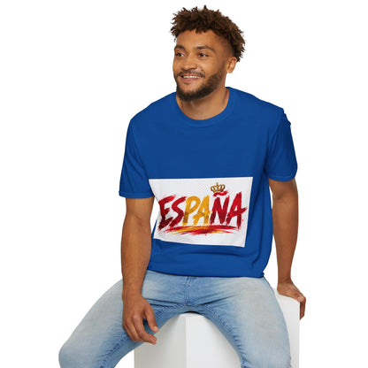 Spain  Graphic T-Shirt — Spanish Flag Brushstroke Design with Crown