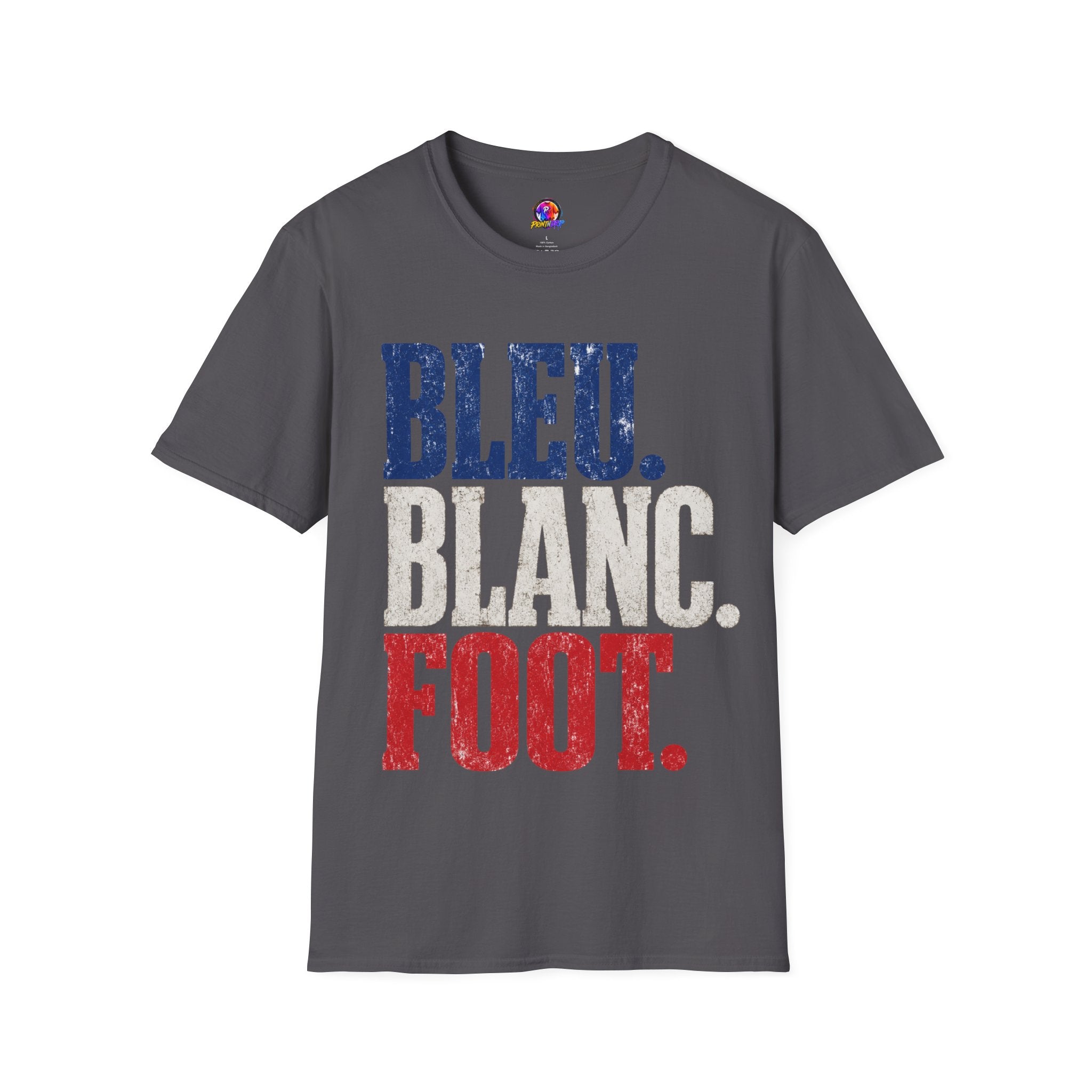 France T-Shirt — Bleu Blanc Foot Vintage French Flag Soccer Graphic Tee